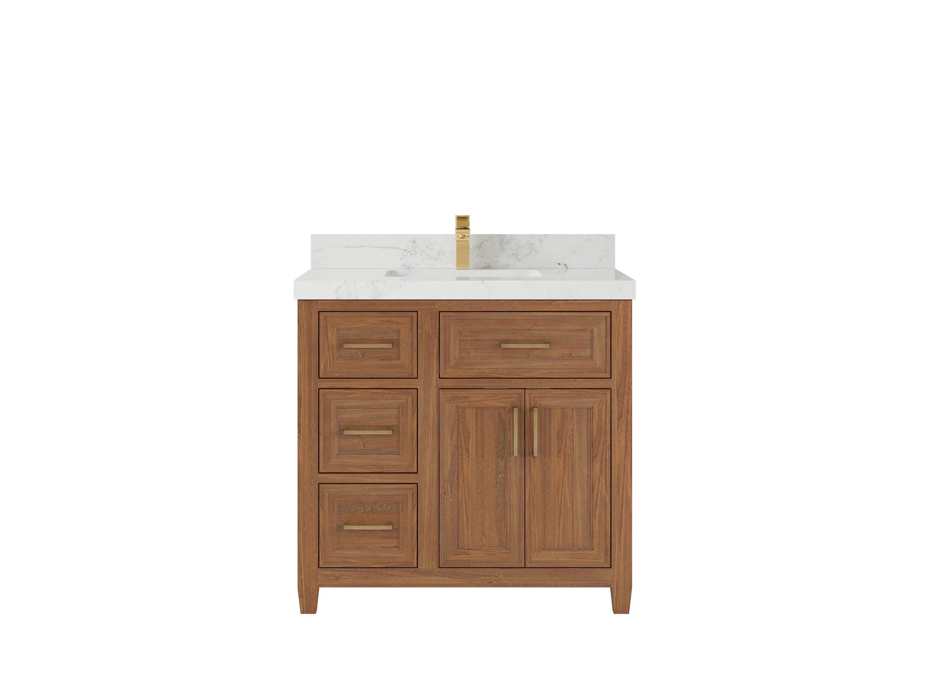 Santa Monica Teak Wood 36 in. W x 22 in. D Center Sink Bathroom Vanity