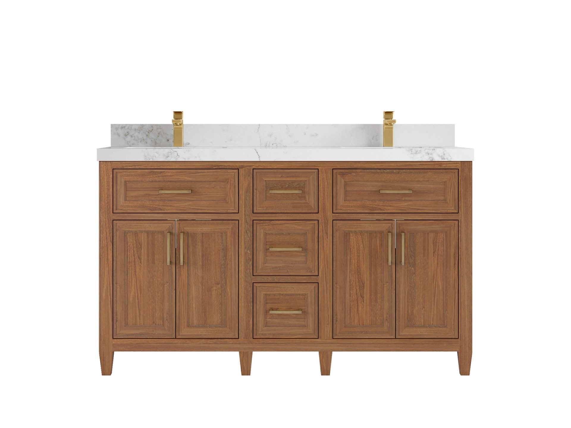 Santa Monica Teak Wood 60 in. W x 22 in. D Double Sink Bathroom Vanity