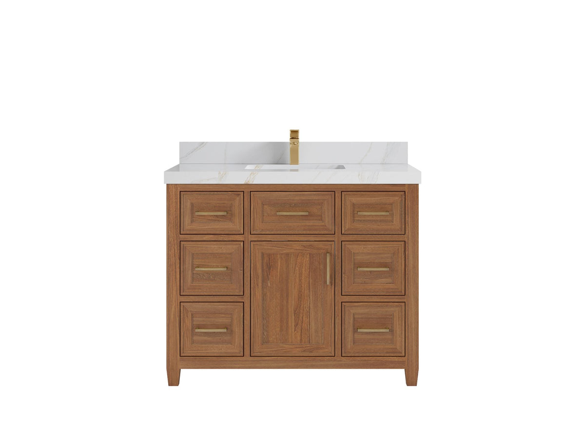 Santa Monica Teak Wood 42 in. W x 22 in. D Single Sink Bathroom Vanity