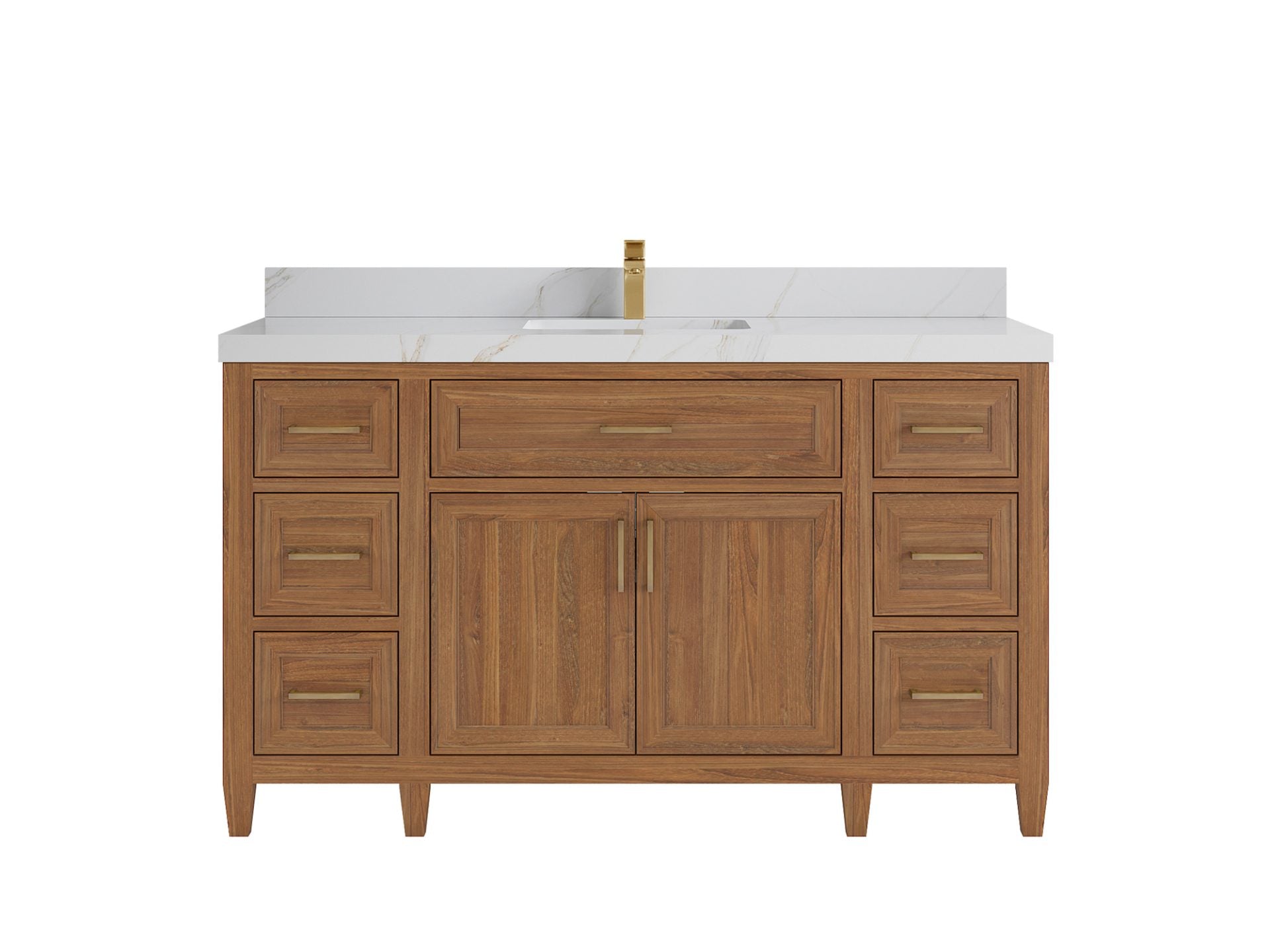 Santa Monica Teak Wood 60 in. W x 22 in. D Single Sink Bathroom Vanity