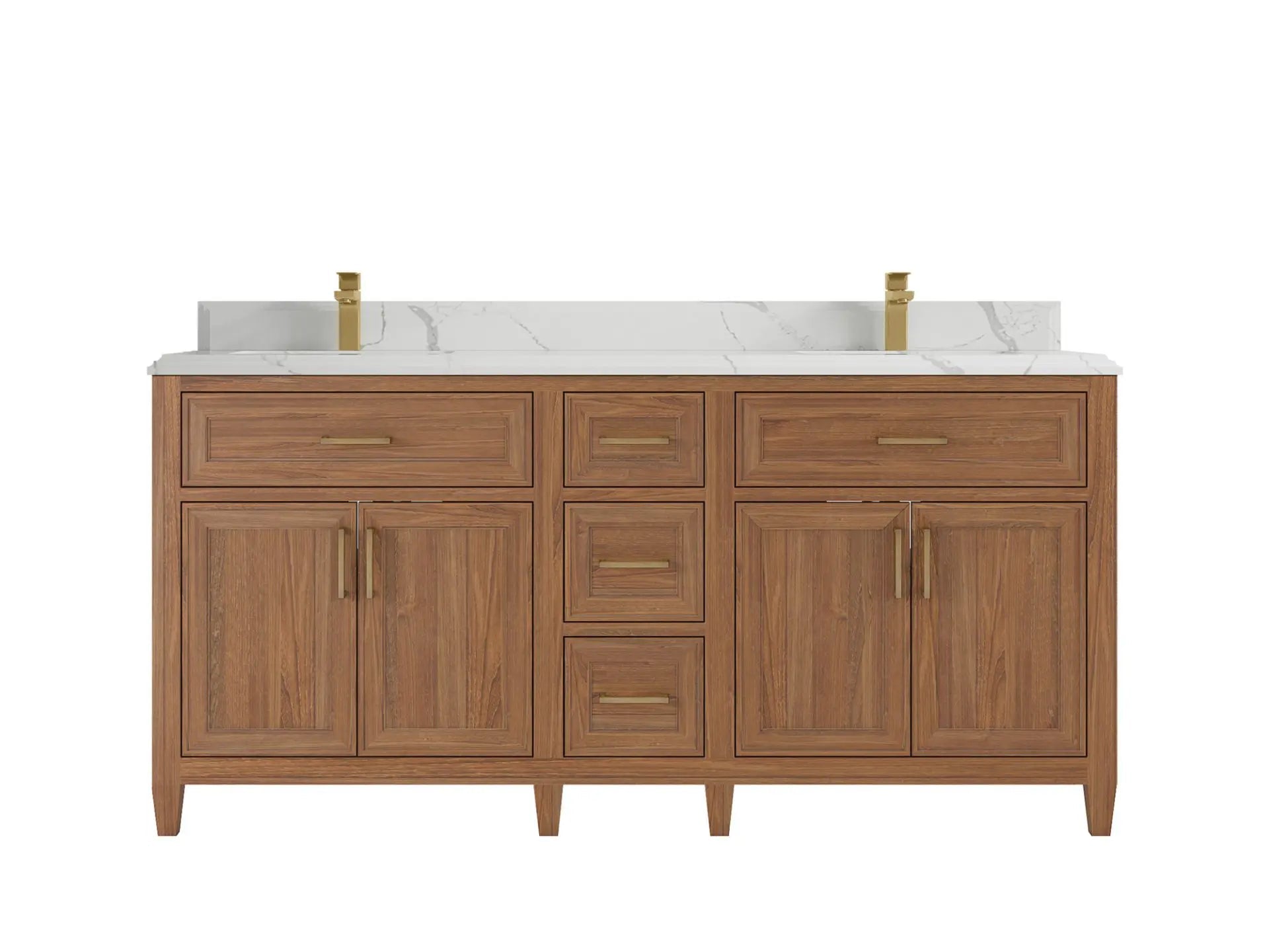 Santa Monica Teak Wood 72 in. W x 22 in. D Double Sink Bathroom Vanity