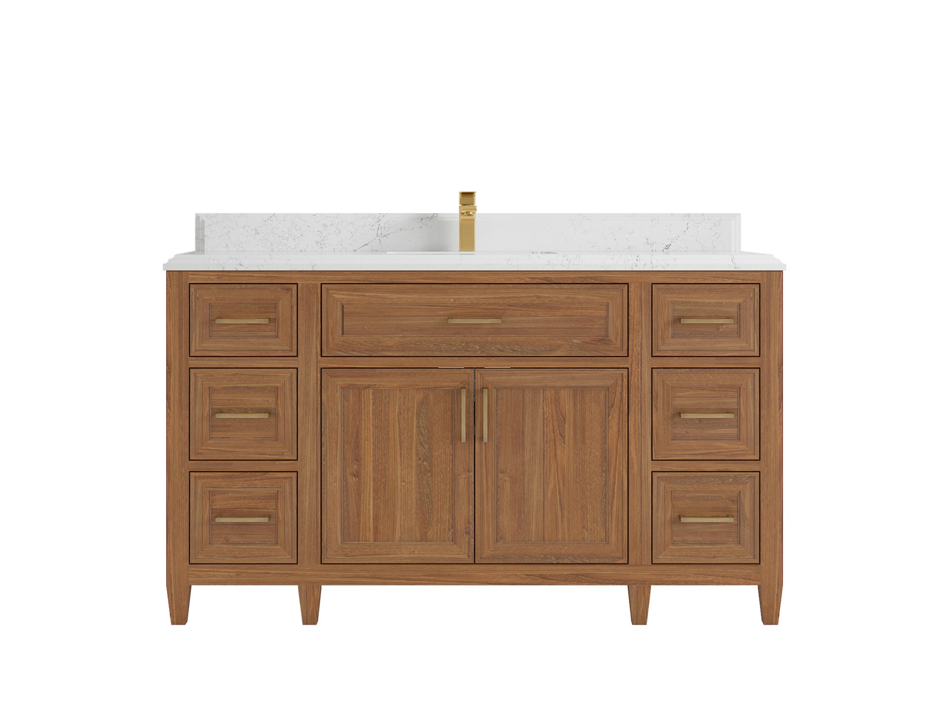 Santa Monica Teak Wood 60 in. W x 22 in. D Single Sink Bathroom Vanity