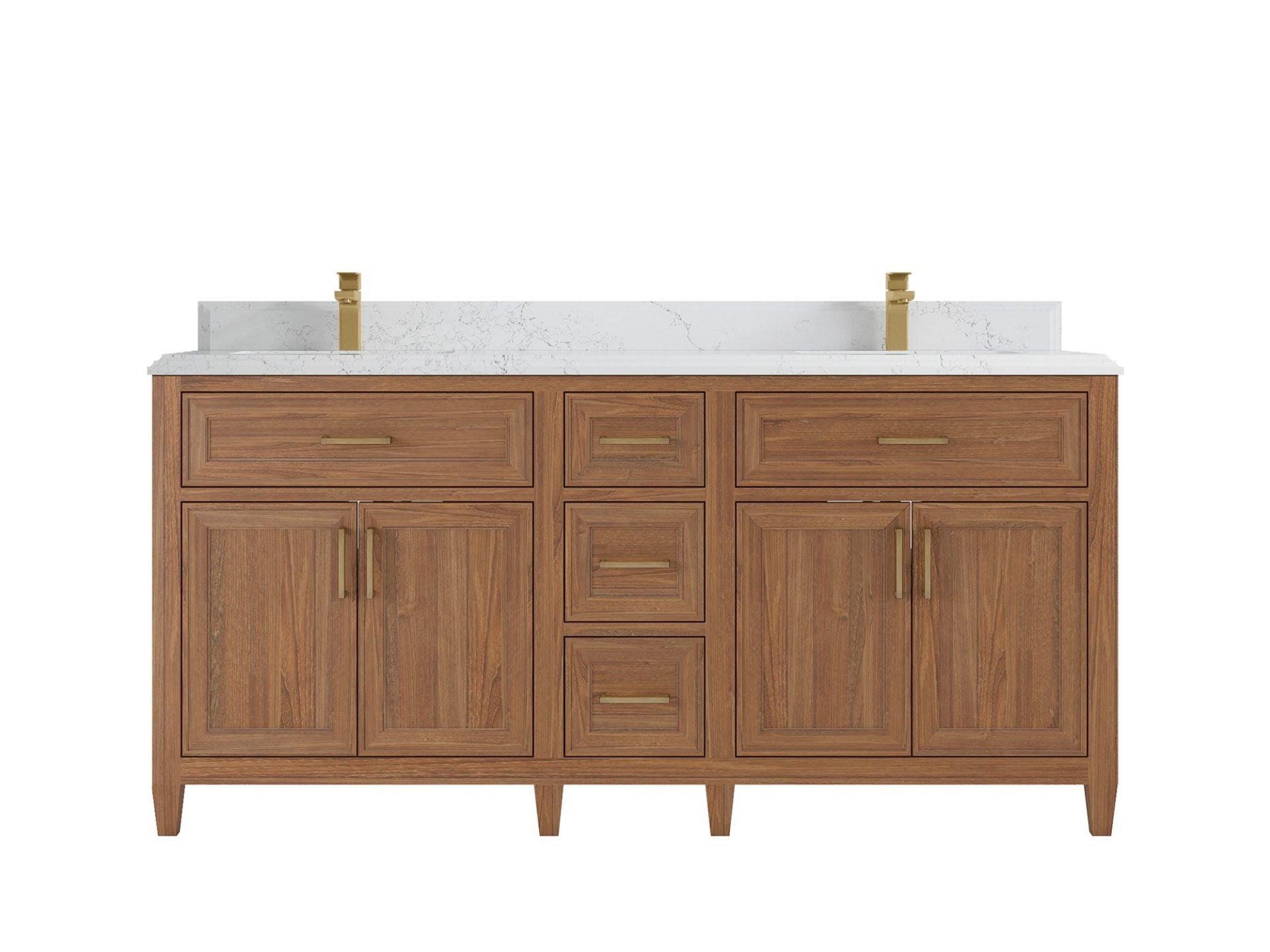 Santa Monica Teak Wood 72 in. W x 22 in. D Double Sink Bathroom Vanity