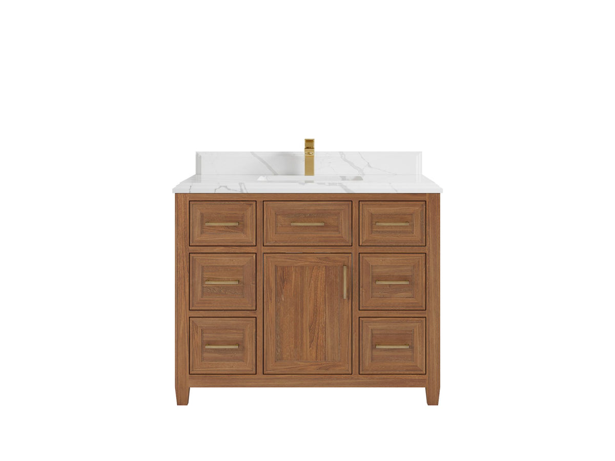 Santa Monica Teak Wood 42 in. W x 22 in. D Single Sink Bathroom Vanity