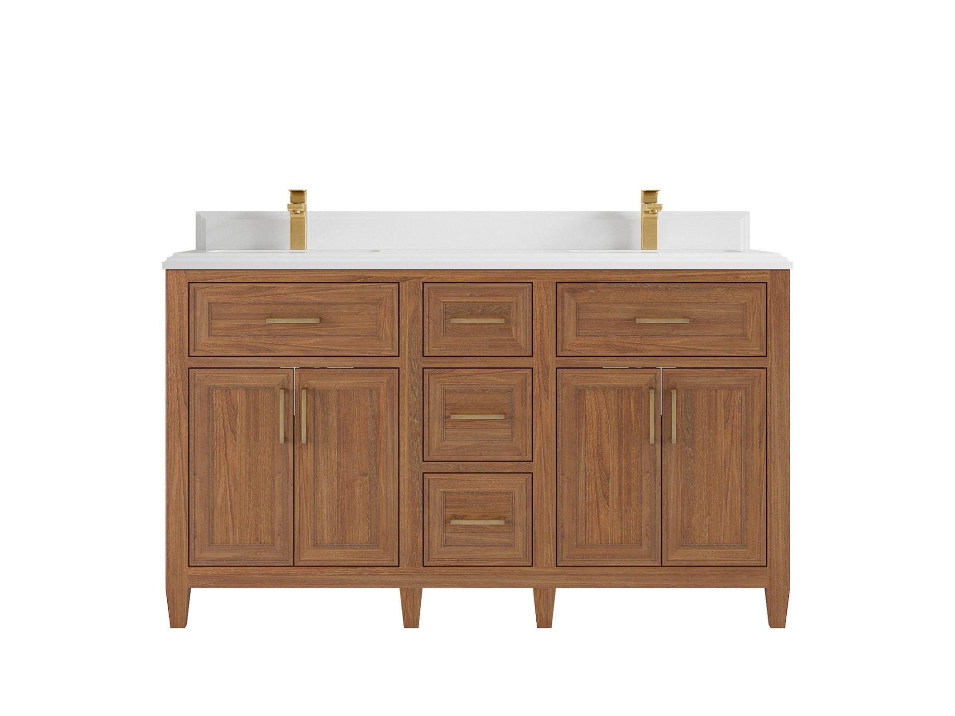 Santa Monica Teak Wood 60 in. W x 22 in. D Double Sink Bathroom Vanity