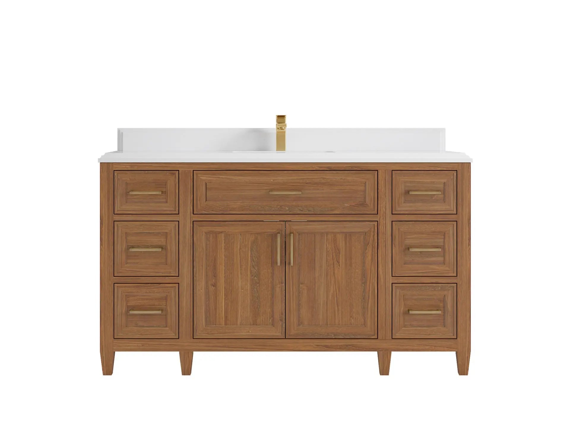 Santa Monica Teak Wood 60 in. W x 22 in. D Single Sink Bathroom Vanity