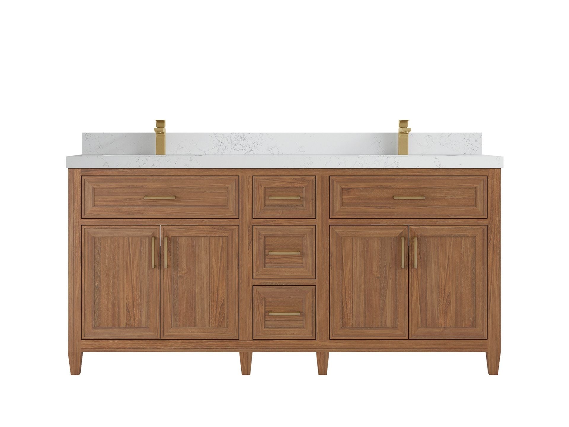 Santa Monica Teak Wood 72 in. W x 22 in. D Double Sink Bathroom Vanity