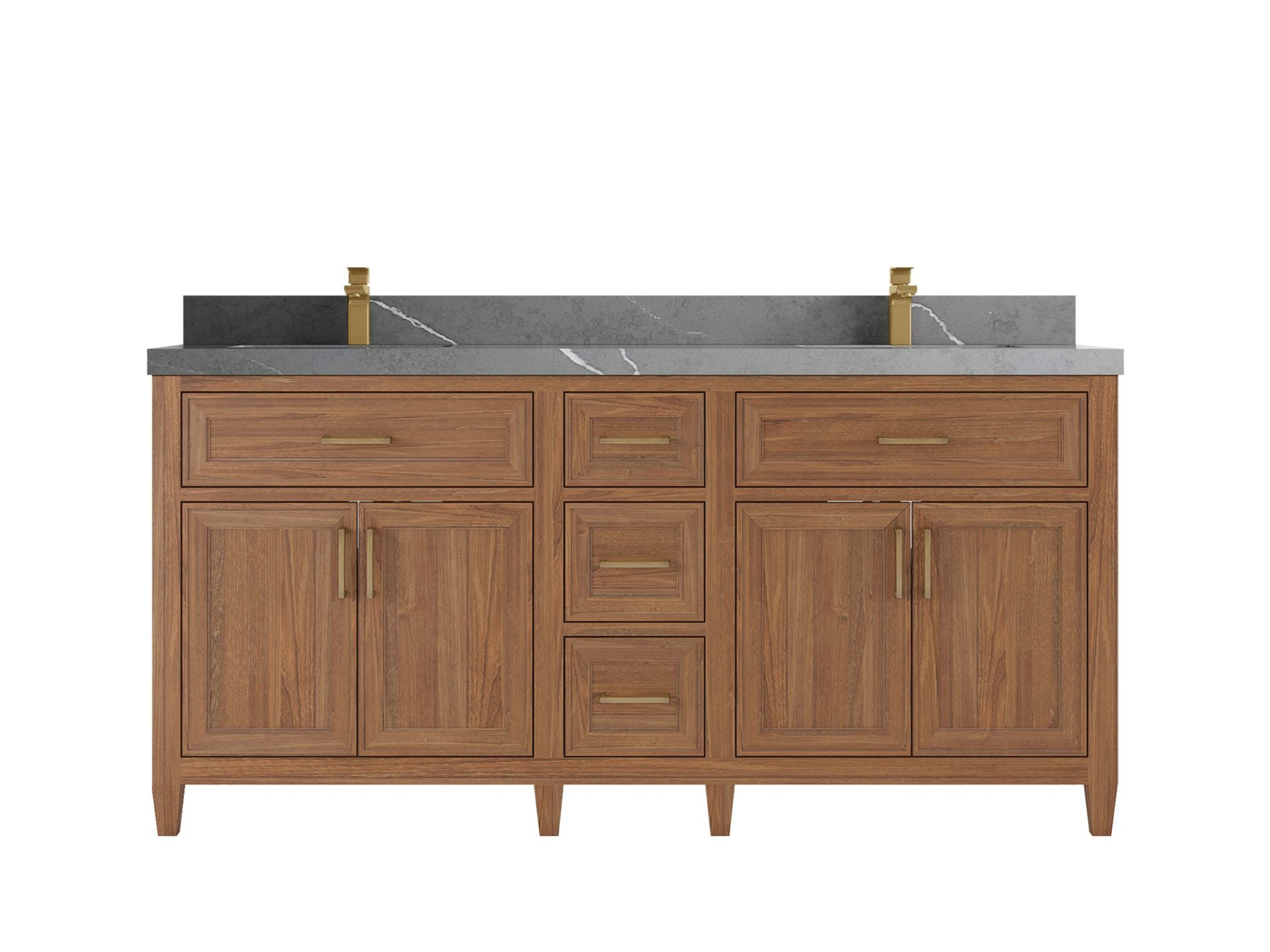 Santa Monica Teak Wood 72 in. W x 22 in. D Double Sink Bathroom Vanity