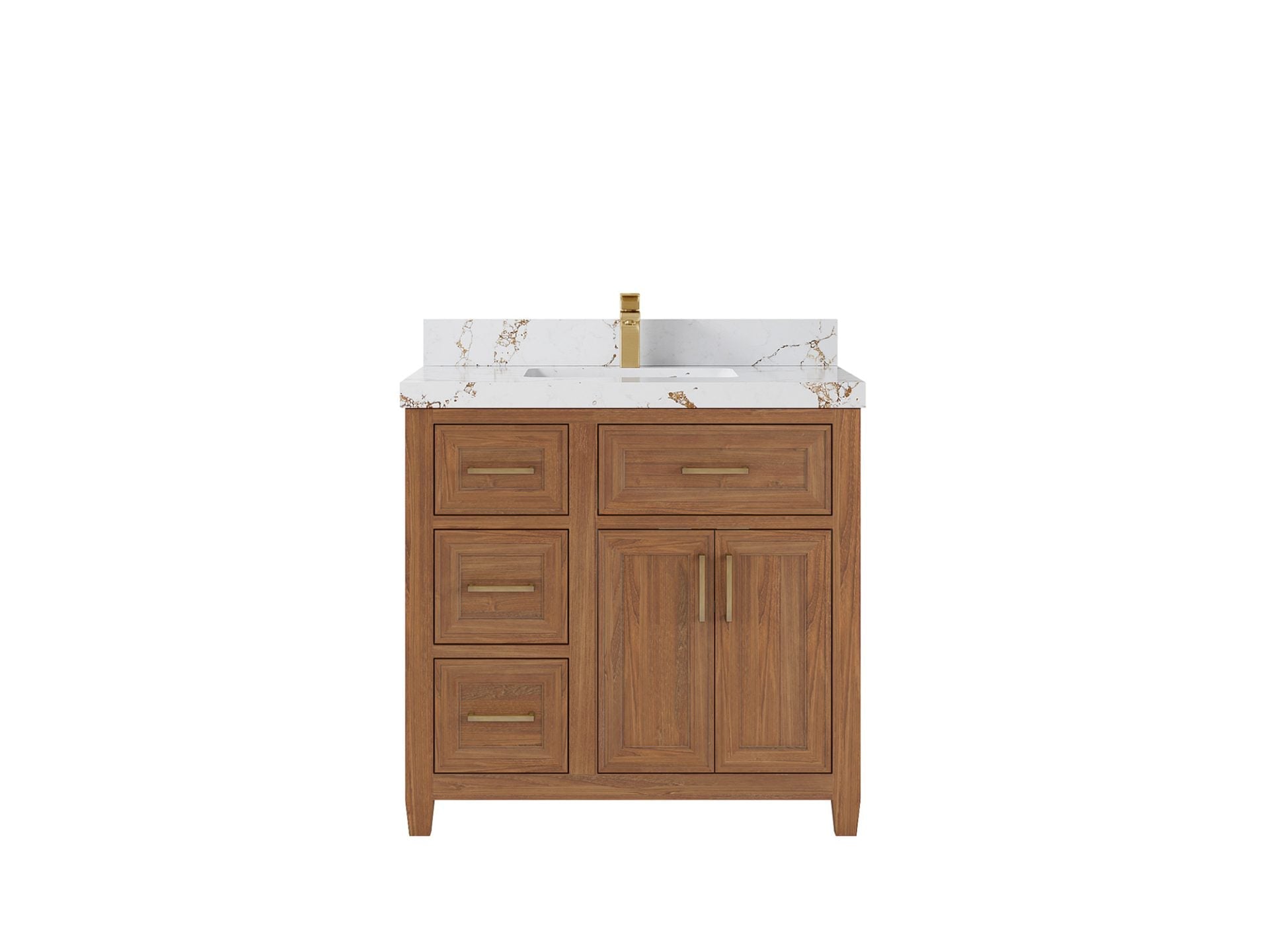 Santa Monica Teak Wood 36 in. W x 22 in. D Center Sink Bathroom Vanity