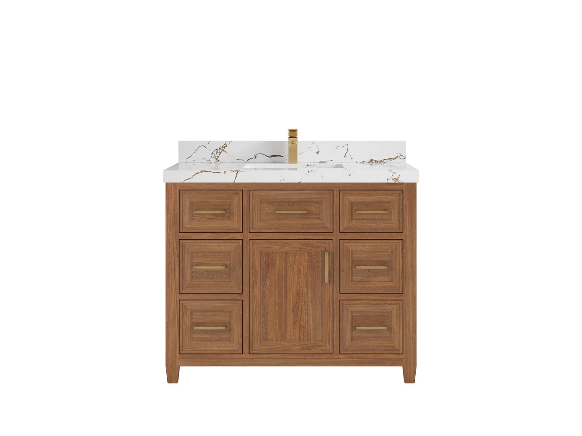 Santa Monica Teak Wood 42 in. W x 22 in. D Single Sink Bathroom Vanity