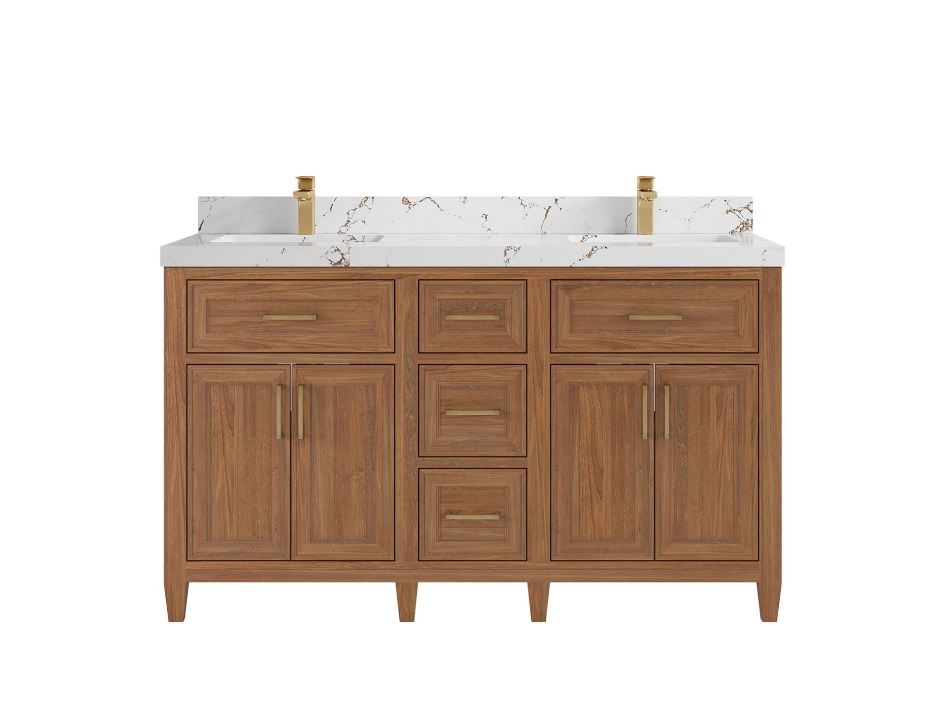 Santa Monica Teak Wood 60 in. W x 22 in. D Double Sink Bathroom Vanity