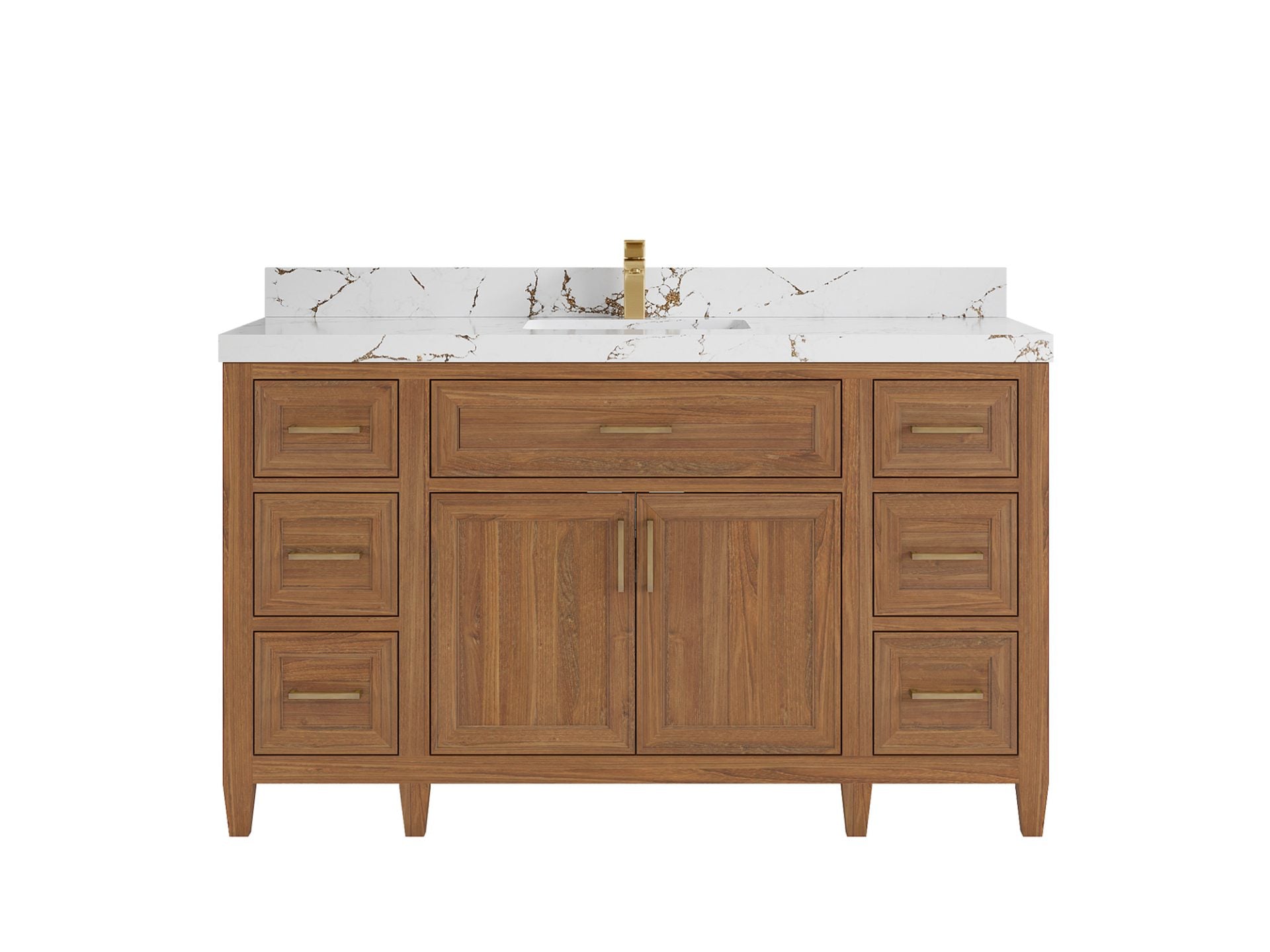 Santa Monica Teak Wood 60 in. W x 22 in. D Single Sink Bathroom Vanity