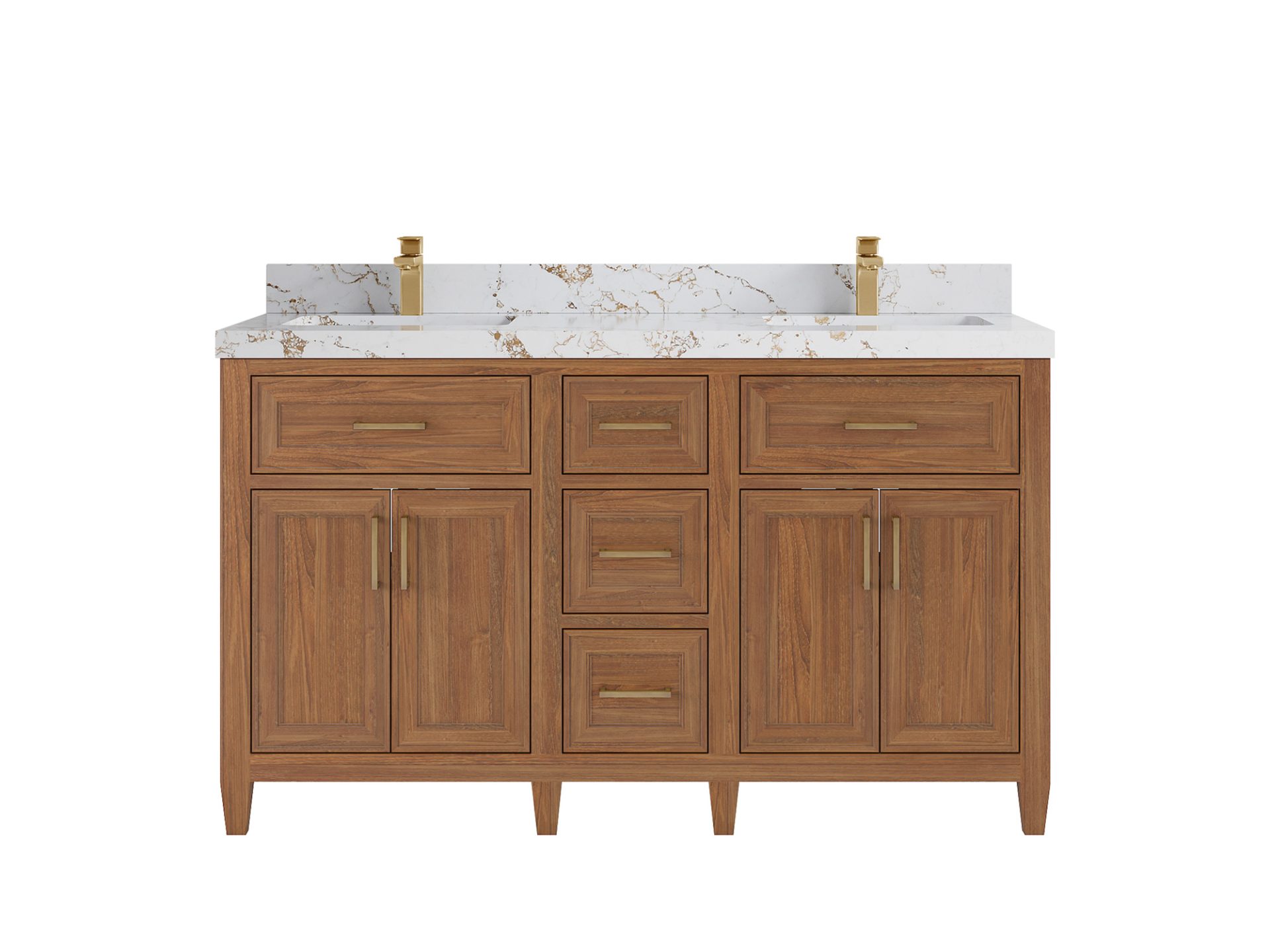 Santa Monica Teak Wood 60 in. W x 22 in. D Double Sink Bathroom Vanity