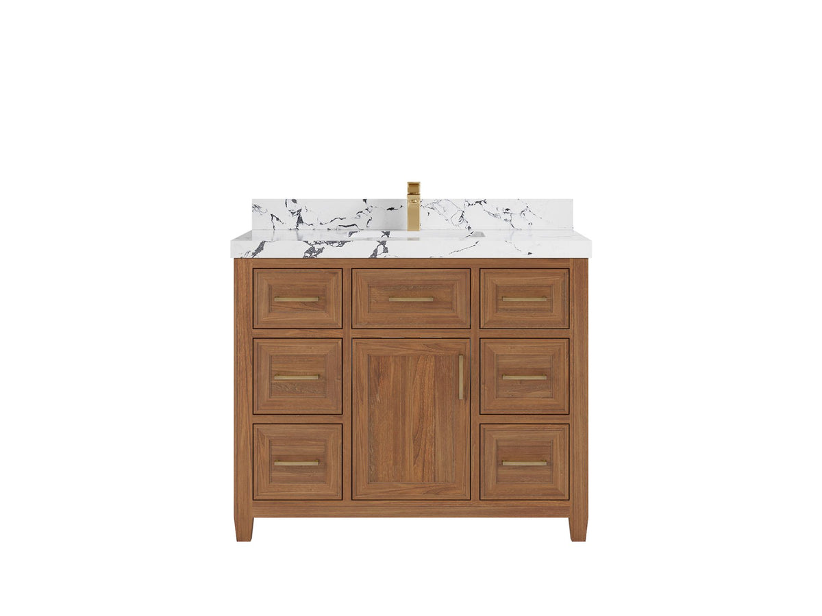 Santa Monica Teak Wood 42 in. W x 22 in. D Single Sink Bathroom Vanity