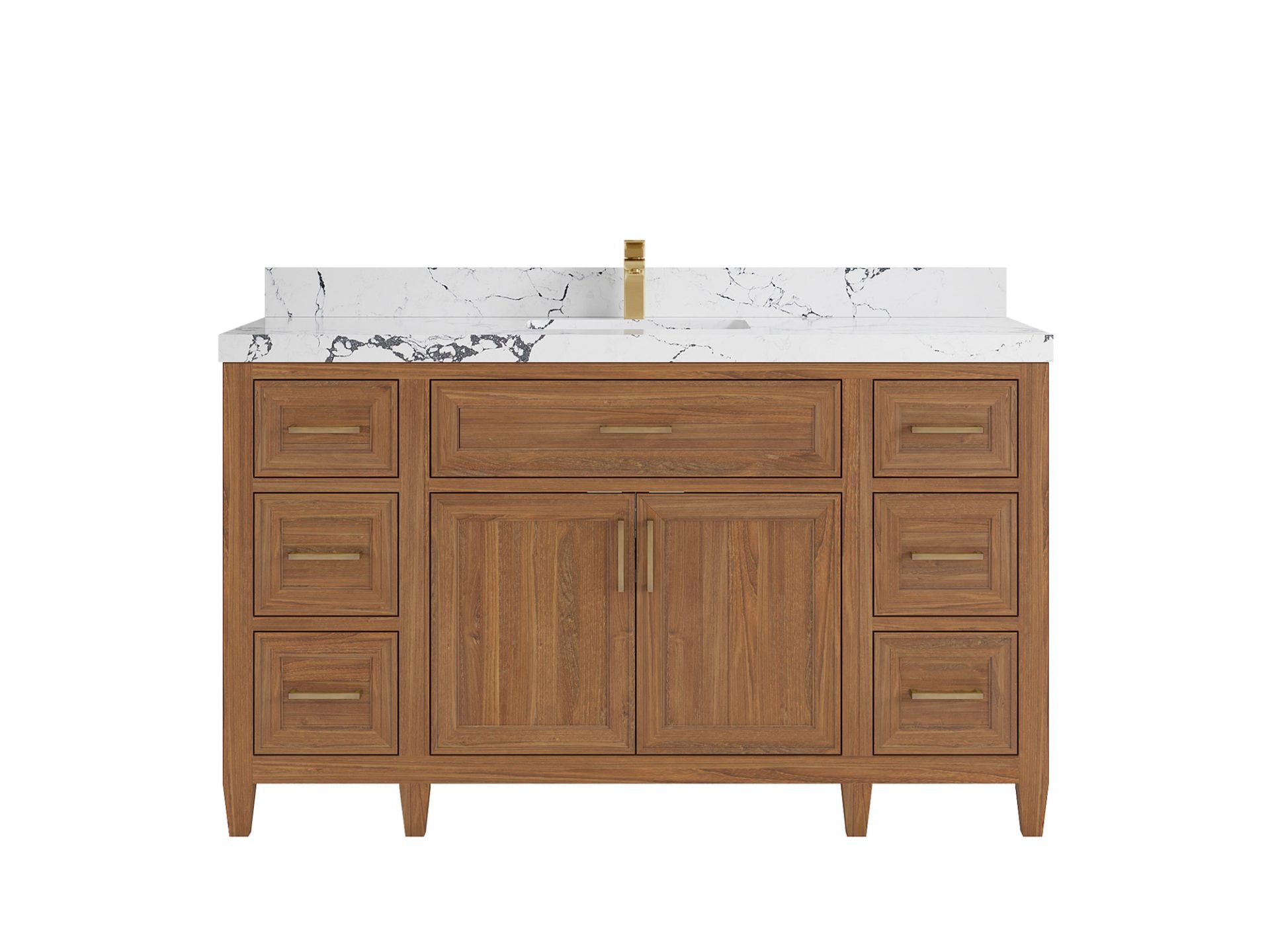 Santa Monica Teak Wood 60 in. W x 22 in. D Single Sink Bathroom Vanity