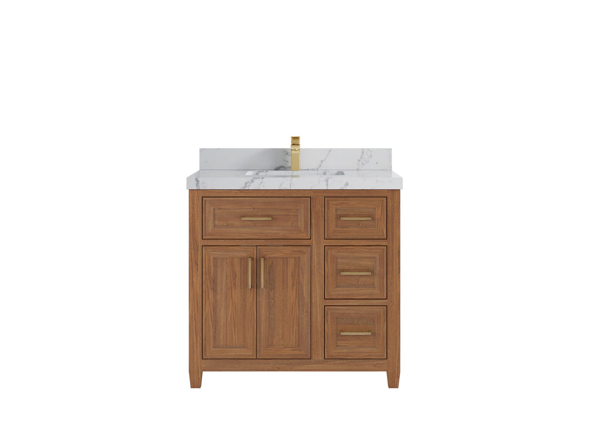 Santa Monica Teak Wood 36 in. W x 22 in. D Single Sink Bathroom Vanity