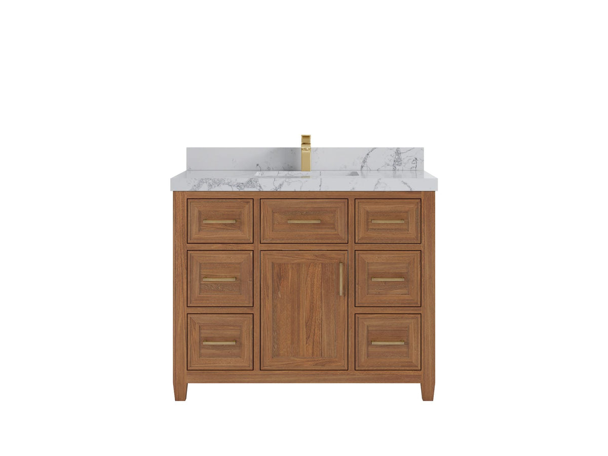 Santa Monica Teak Wood 42 in. W x 22 in. D Single Sink Bathroom Vanity