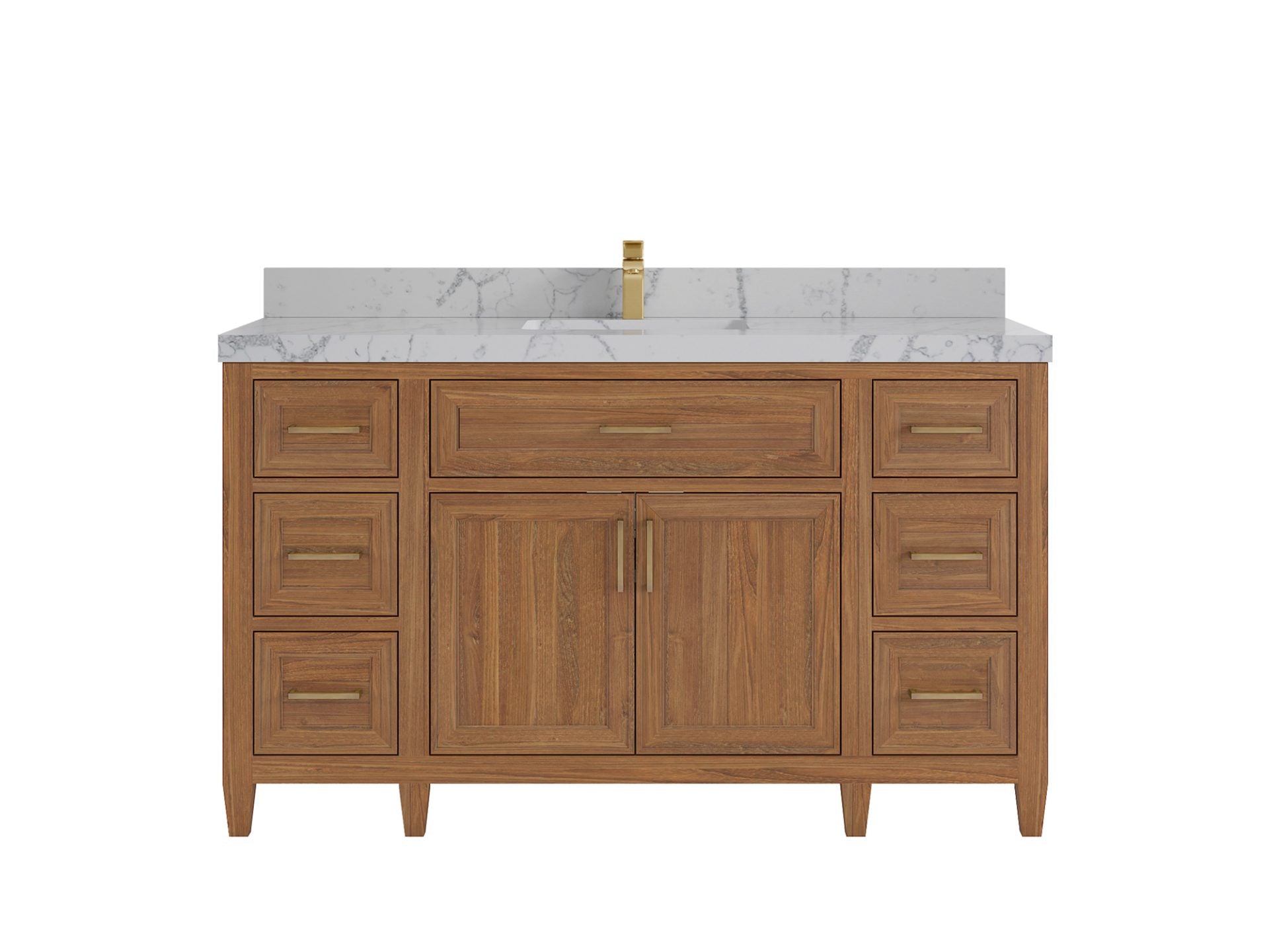 Santa Monica Teak Wood 60 in. W x 22 in. D Single Sink Bathroom Vanity