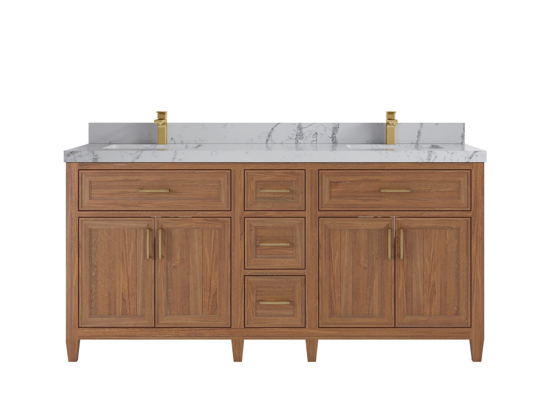 Santa Monica Teak Wood 72 in. W x 22 in. D Double Sink Bathroom Vanity