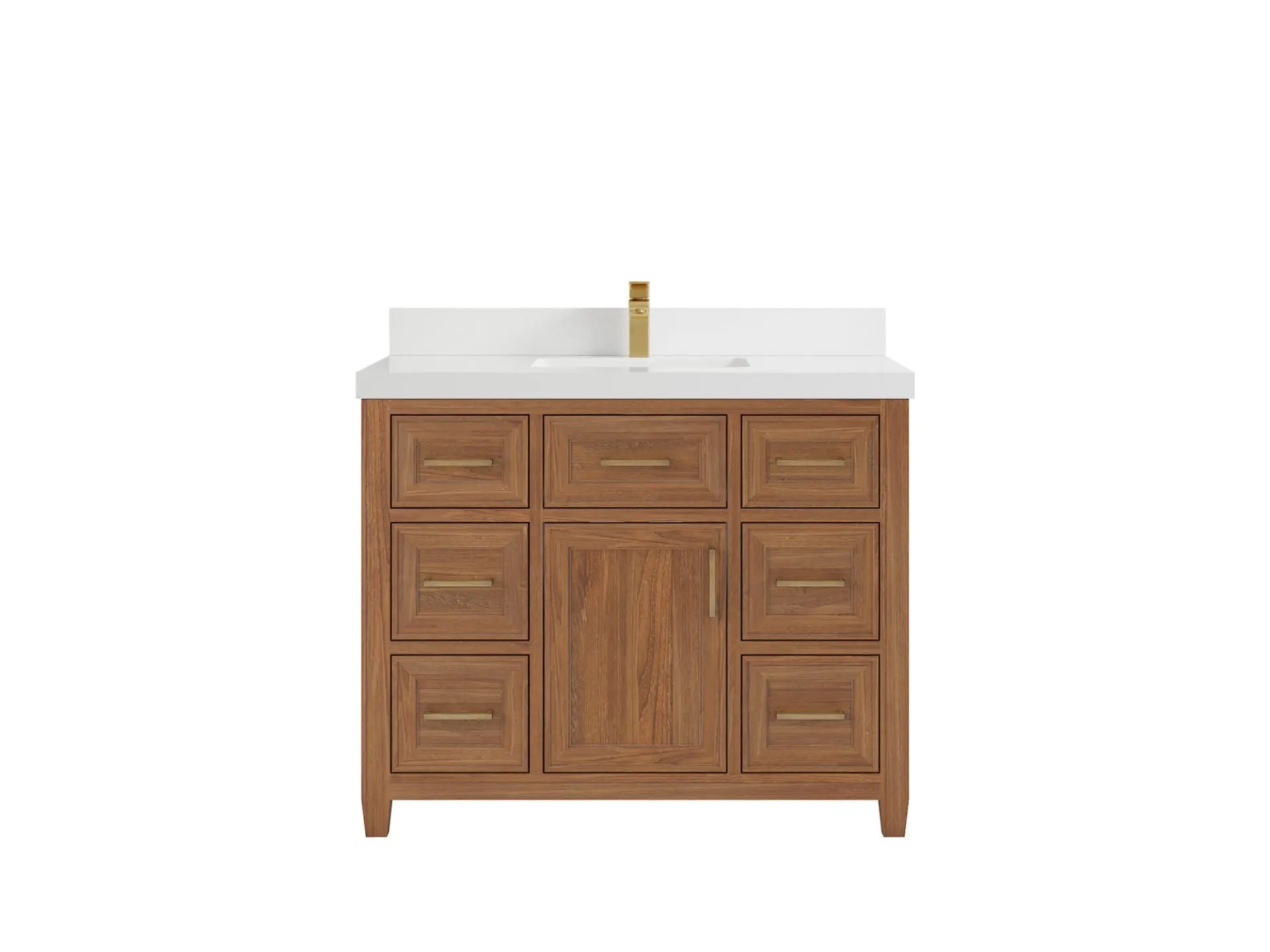 Santa Monica Teak Wood 42 in. W x 22 in. D Single Sink Bathroom Vanity