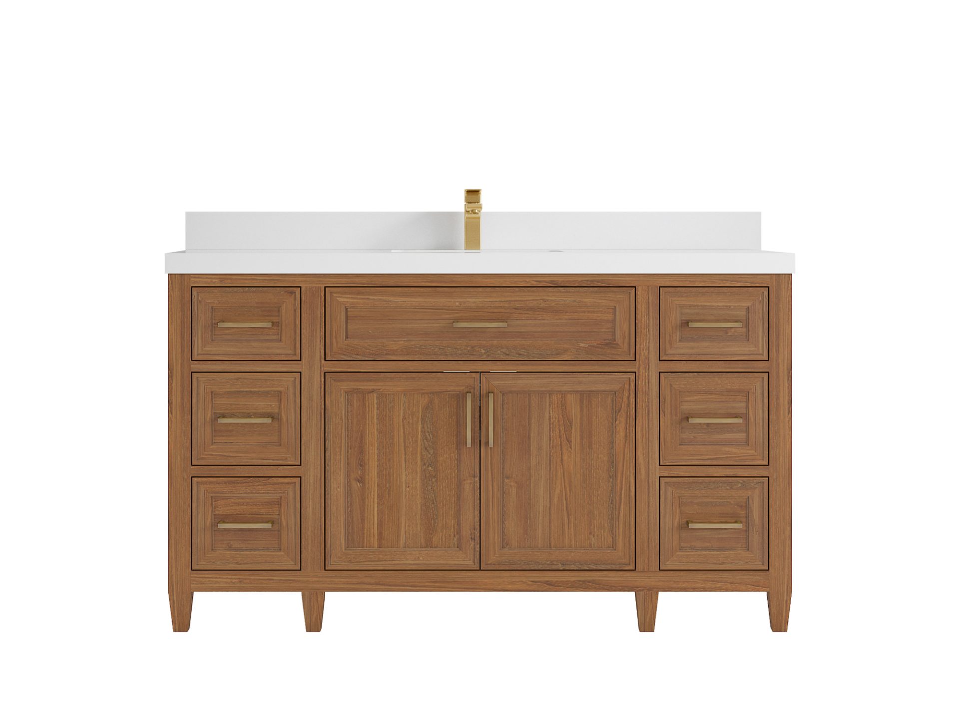 Santa Monica Teak Wood 60 in. W x 22 in. D Single Sink Bathroom Vanity