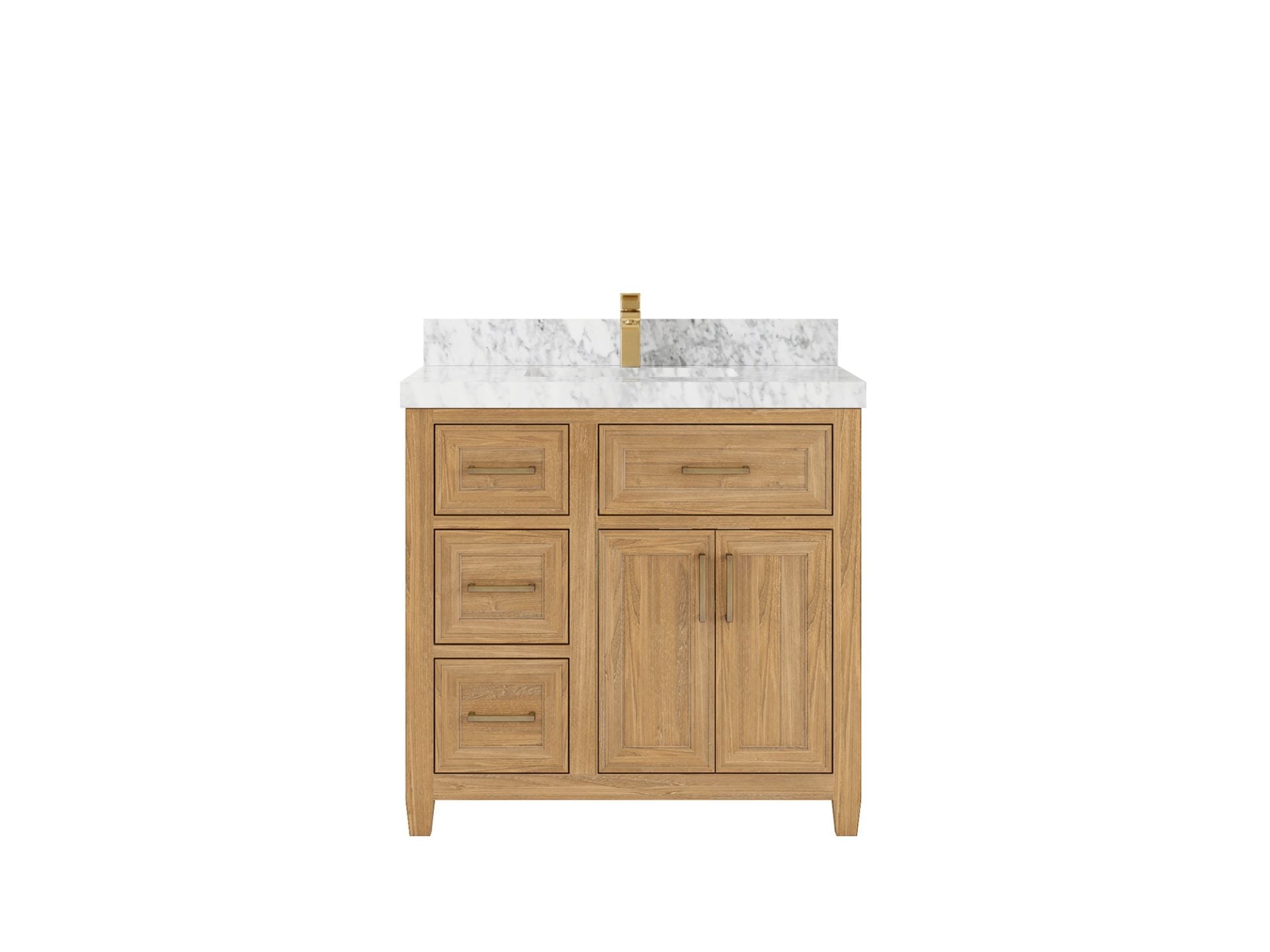 Santa Monica Teak Wood 36 in. W x 22 in. D Center Sink Bathroom Vanity