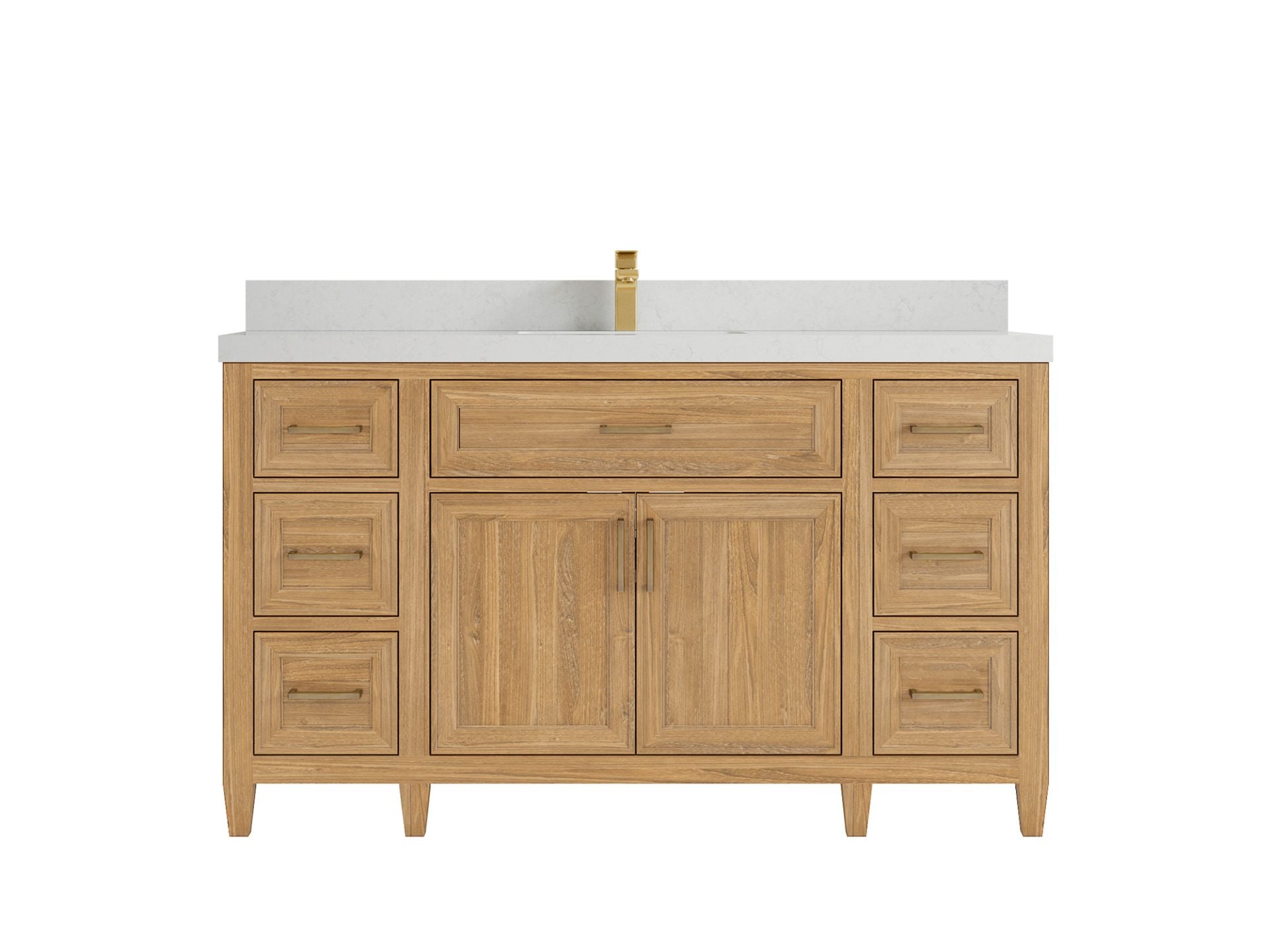 Santa Monica Teak Wood 60 in. W x 22 in. D Single Sink Bathroom Vanity