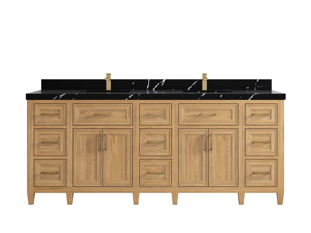 Santa Monica Teak Wood 84 in. W x 22 in. D Double Sink Bathroom Vanity
