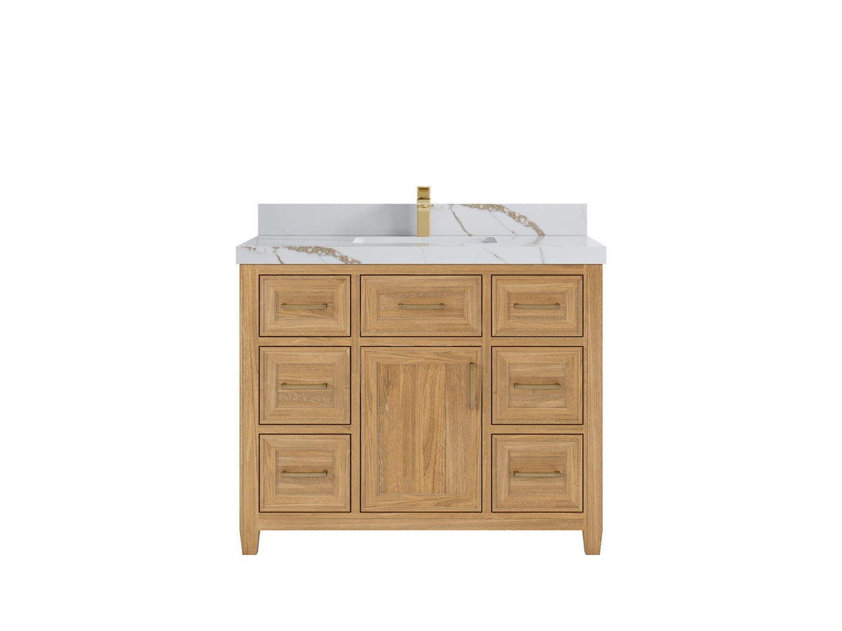 Santa Monica Teak Wood 42 in. W x 22 in. D Single Sink Bathroom Vanity