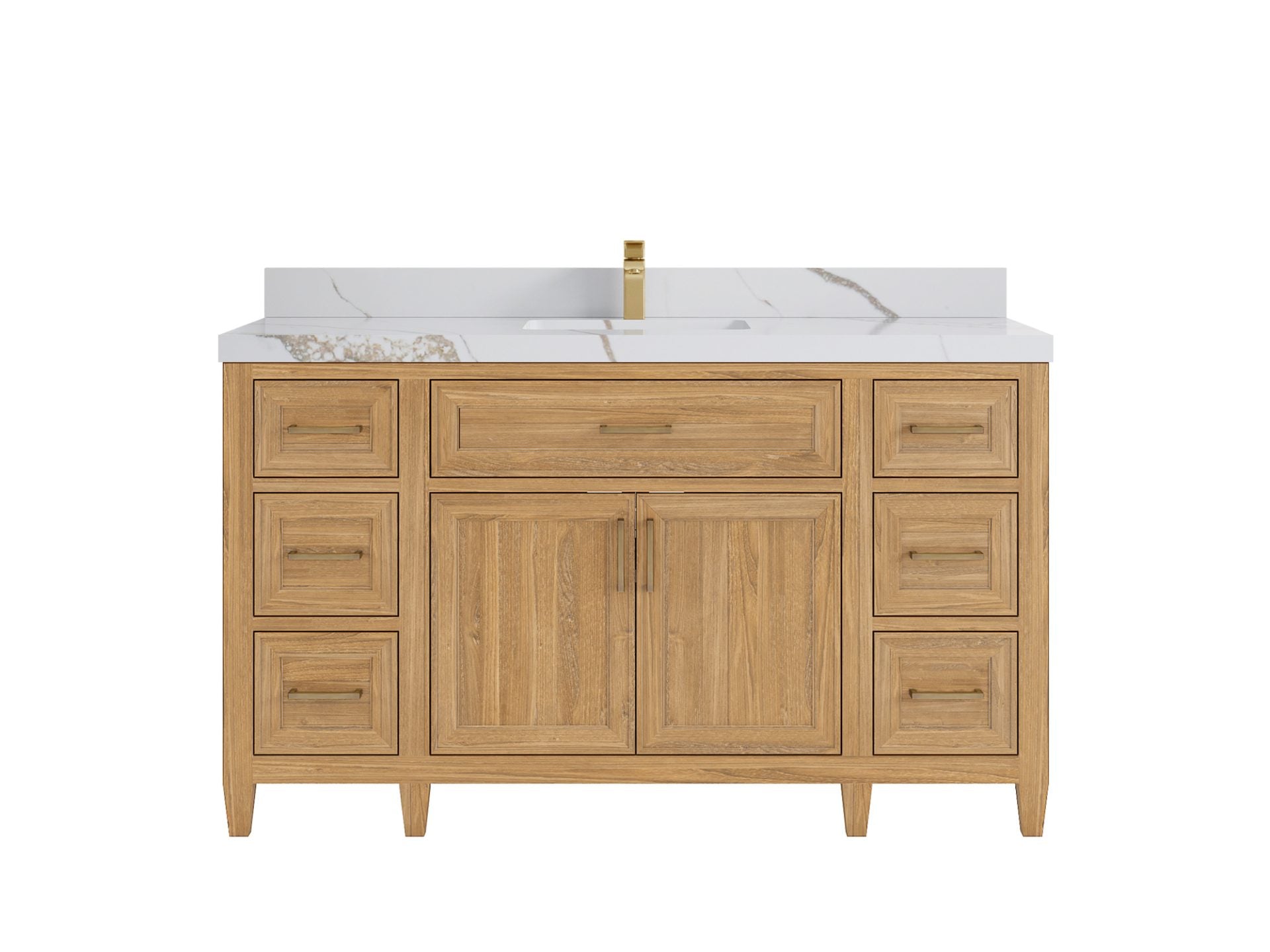 Santa Monica Teak Wood 60 in. W x 22 in. D Single Sink Bathroom Vanity