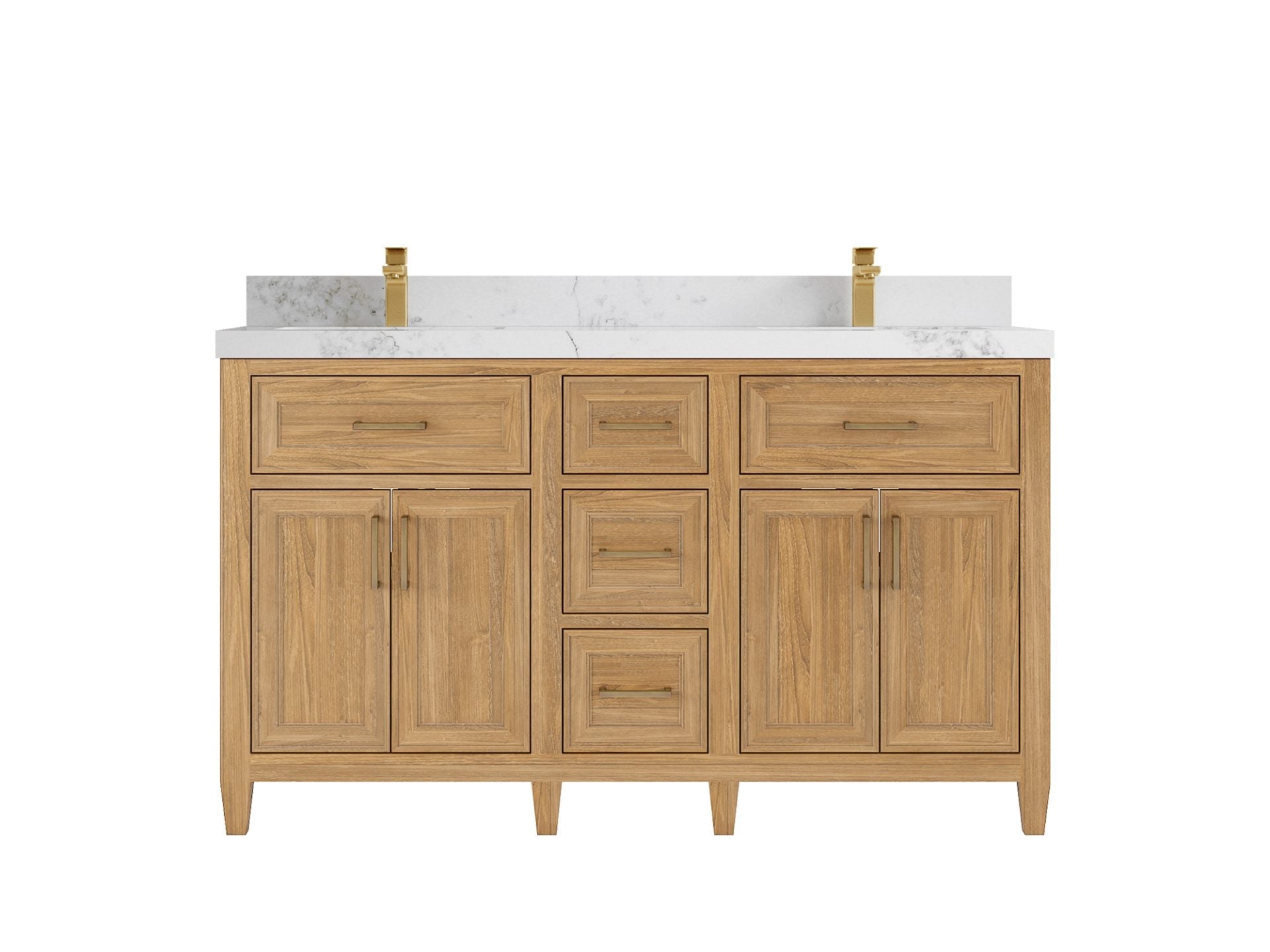 Santa Monica Teak Wood 60 in. W x 22 in. D Double Sink Bathroom Vanity