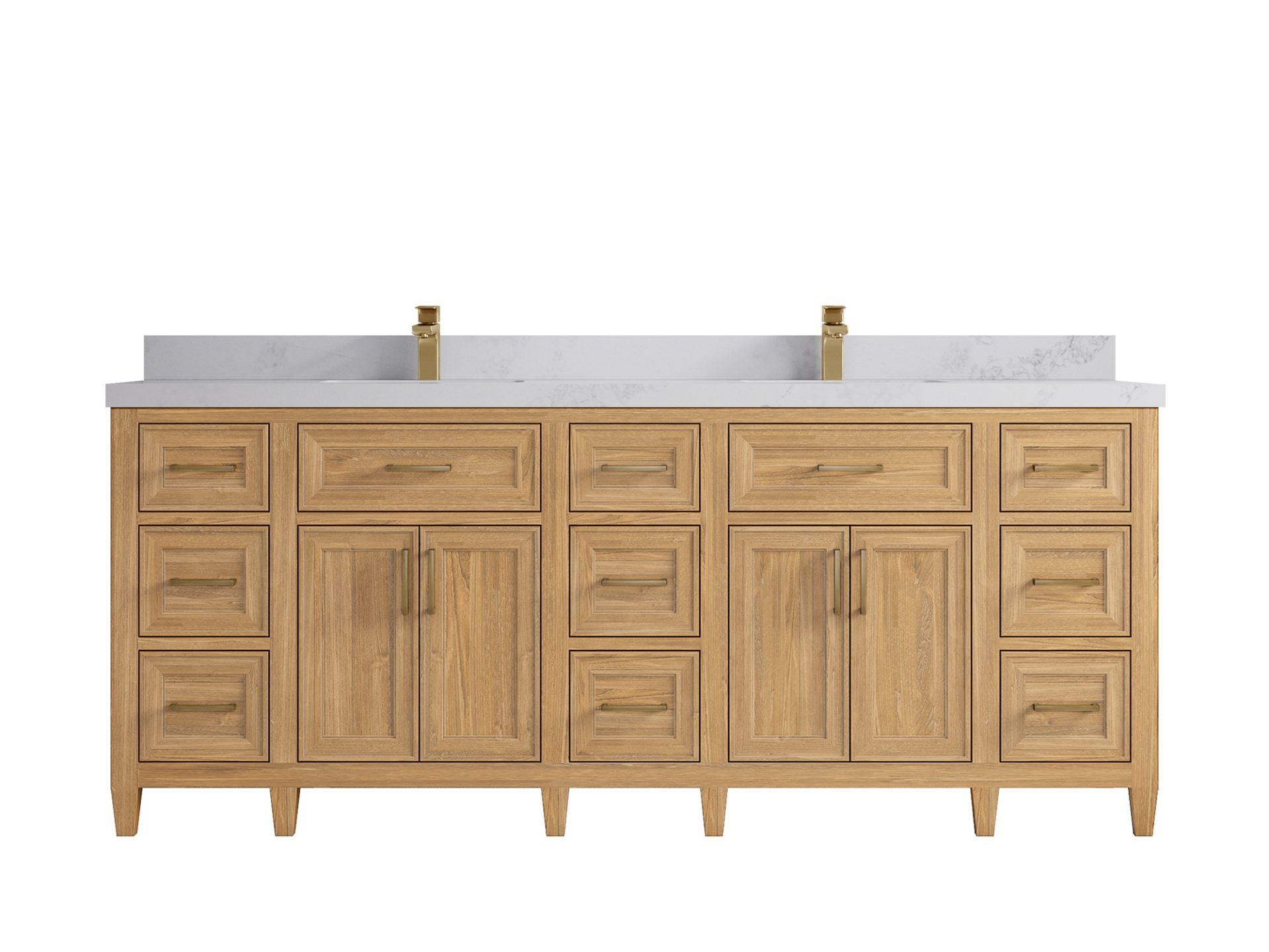 Santa Monica Teak Wood 84 in. W x 22 in. D Double Sink Bathroom Vanity