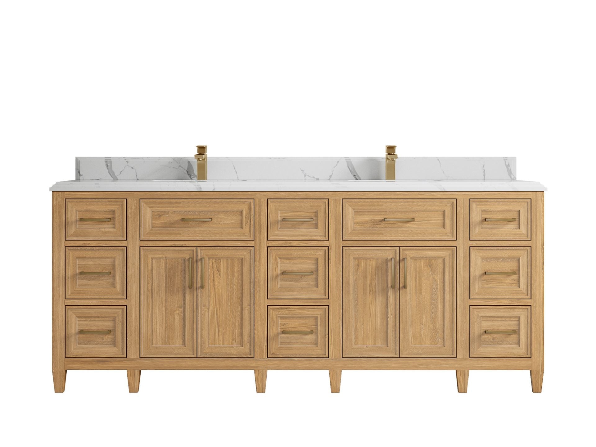 Santa Monica Teak Wood 84 in. W x 22 in. D Double Sink Bathroom Vanity