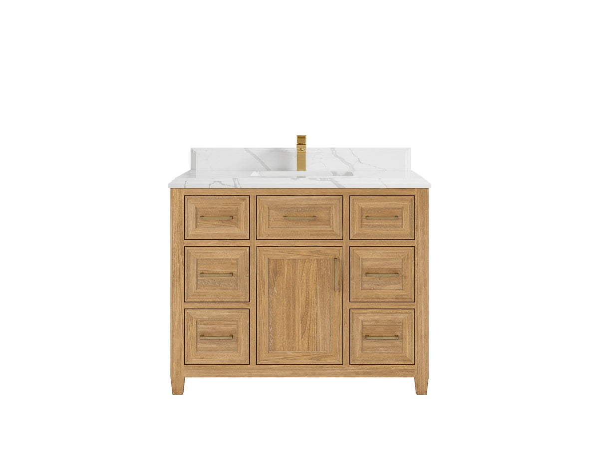 Santa Monica Teak Wood 42 in. W x 22 in. D Single Sink Bathroom Vanity