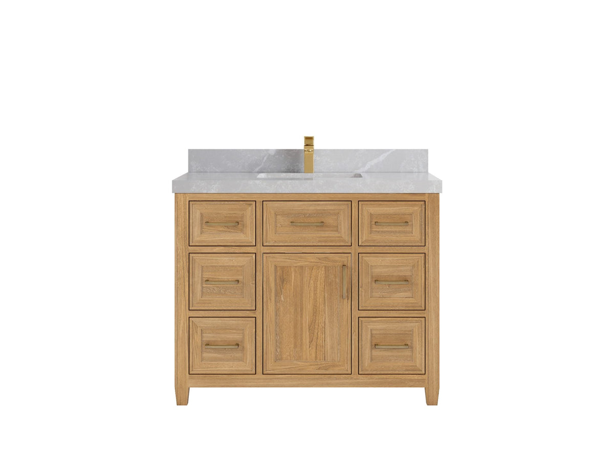 Santa Monica Teak Wood 42 in. W x 22 in. D Single Sink Bathroom Vanity