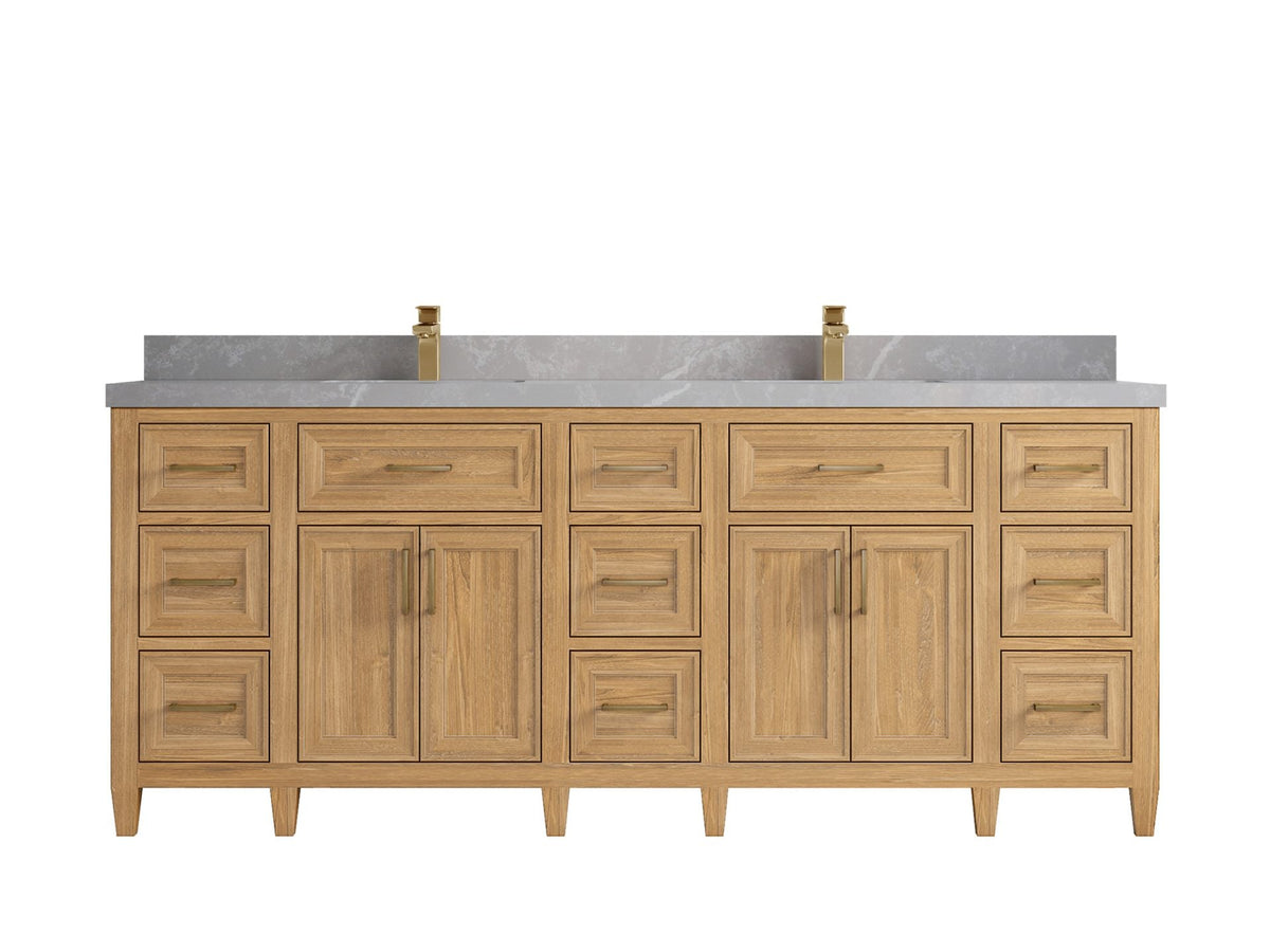 Santa Monica Teak Wood 84 in. W x 22 in. D Double Sink Bathroom Vanity