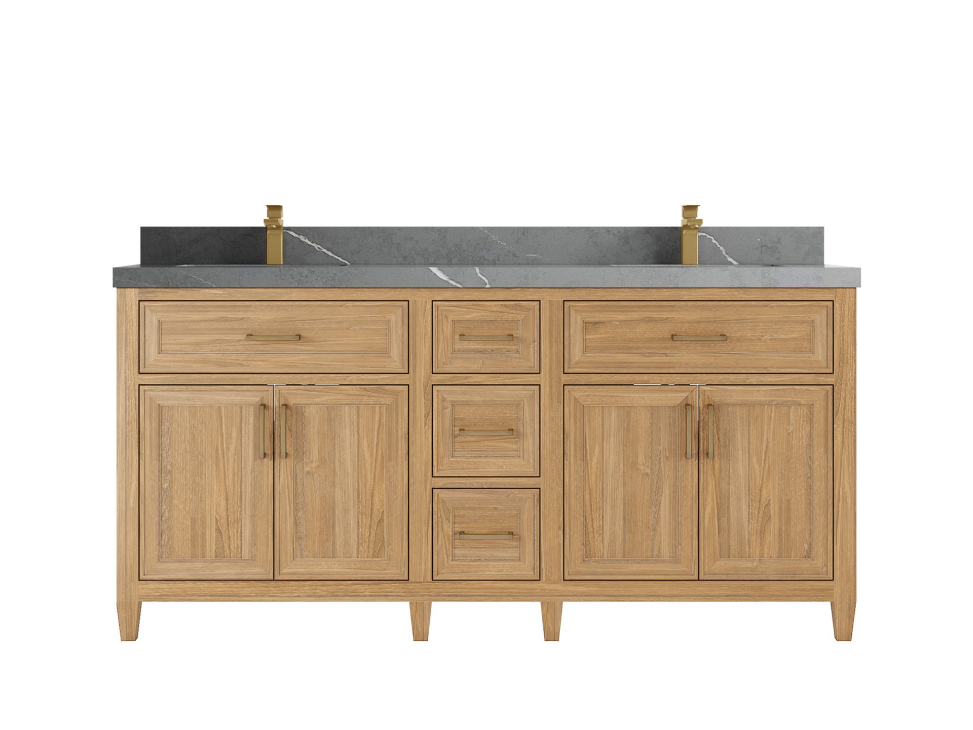 Santa Monica Teak Wood 72 in. W x 22 in. D Double Sink Bathroom Vanity