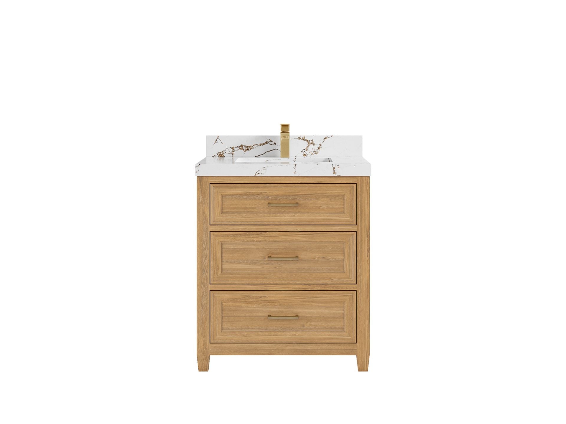Santa Monica Teak 30 in. W x 22 in. D Single Sink Bathroom Vanity in Light Natural with 2 in Viola Brown Quartz Countertop