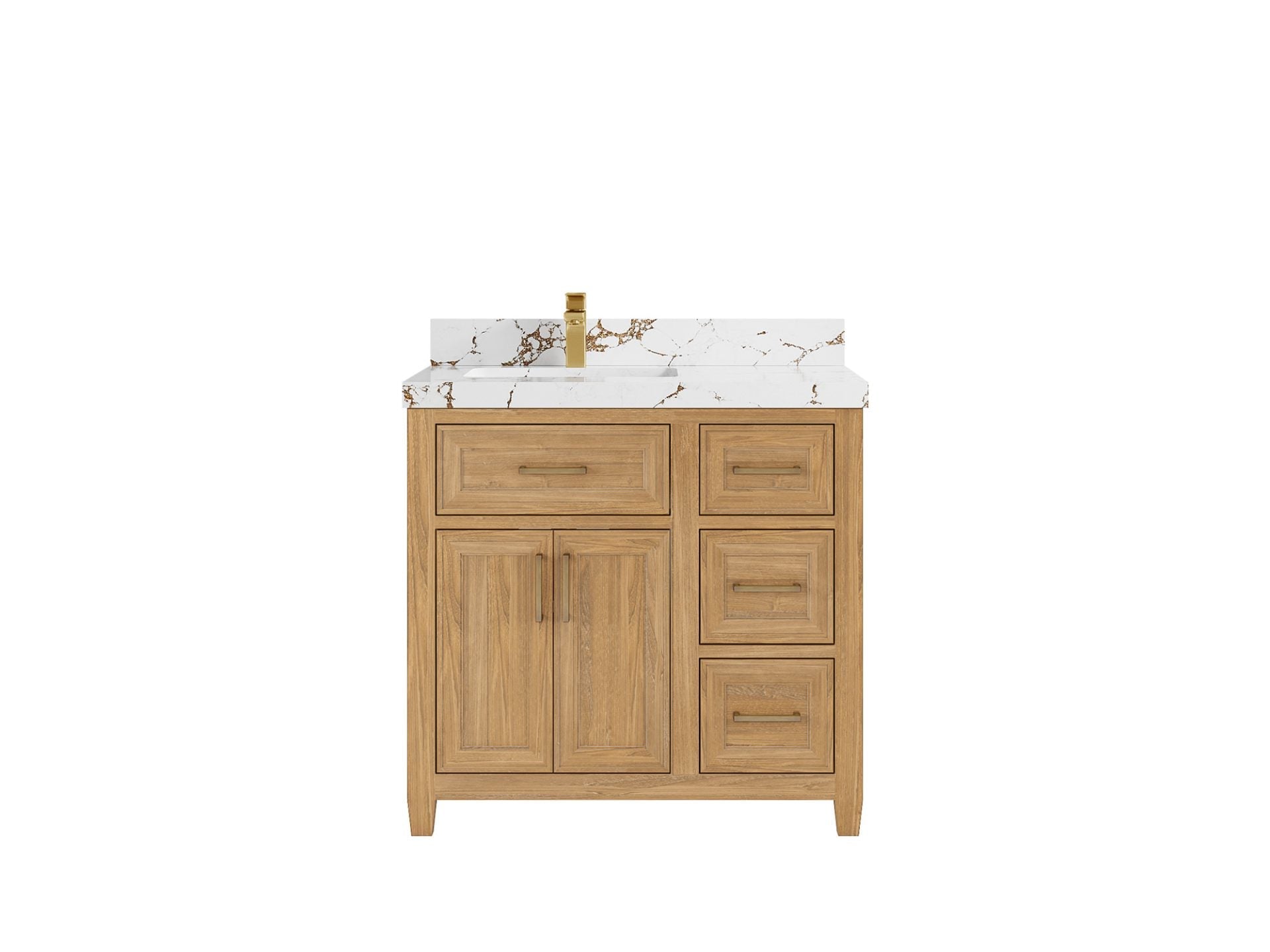 Santa Monica Teak Wood 36 in. W x 22 in. D Left Offset Sink Bathroom Vanity