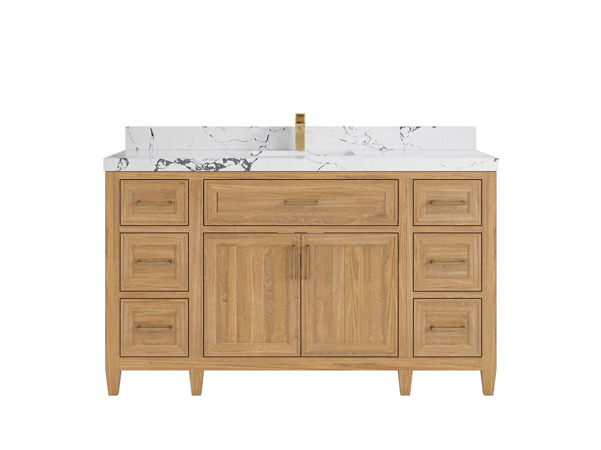 Santa Monica Teak Wood 60 in. W x 22 in. D Single Sink Bathroom Vanity