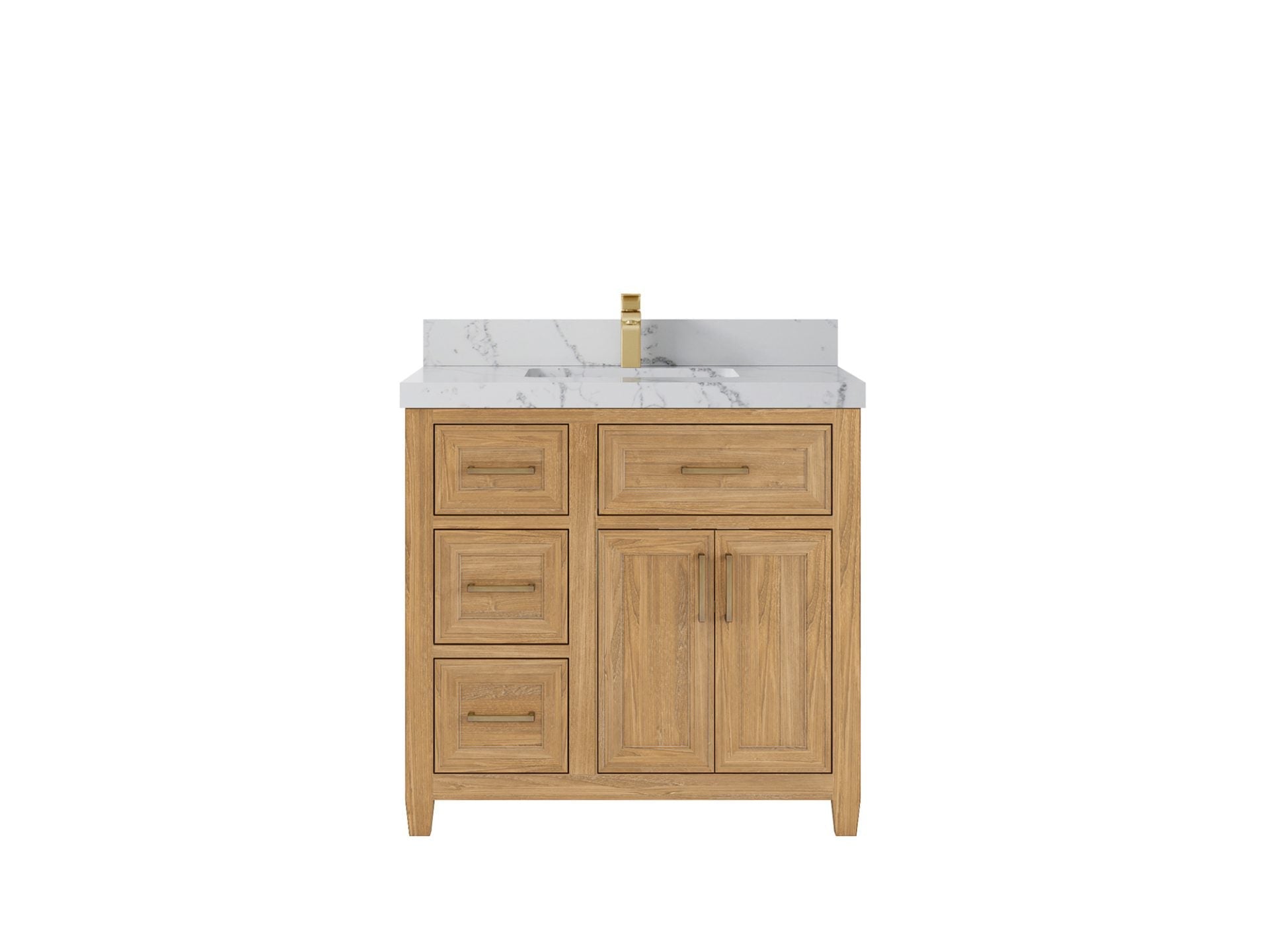 Santa Monica Teak Wood 36 in. W x 22 in. D Center Sink Bathroom Vanity