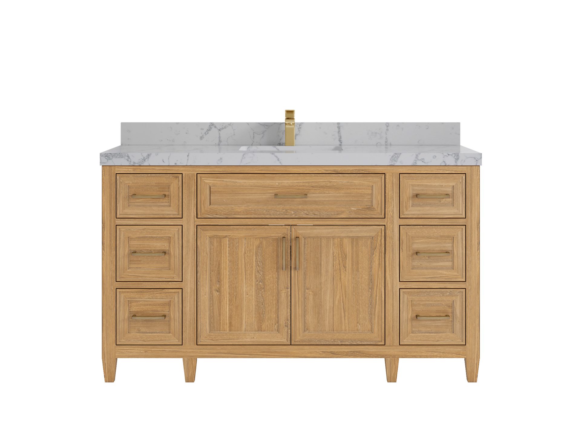 Santa Monica Teak Wood 60 in. W x 22 in. D Single Sink Bathroom Vanity