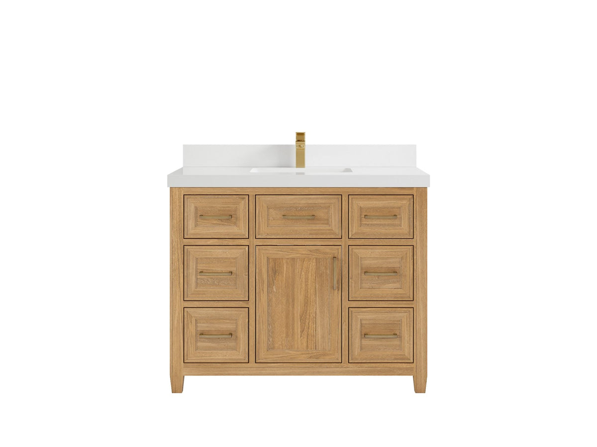 Santa Monica Teak Wood 42 in. W x 22 in. D Single Sink Bathroom Vanity