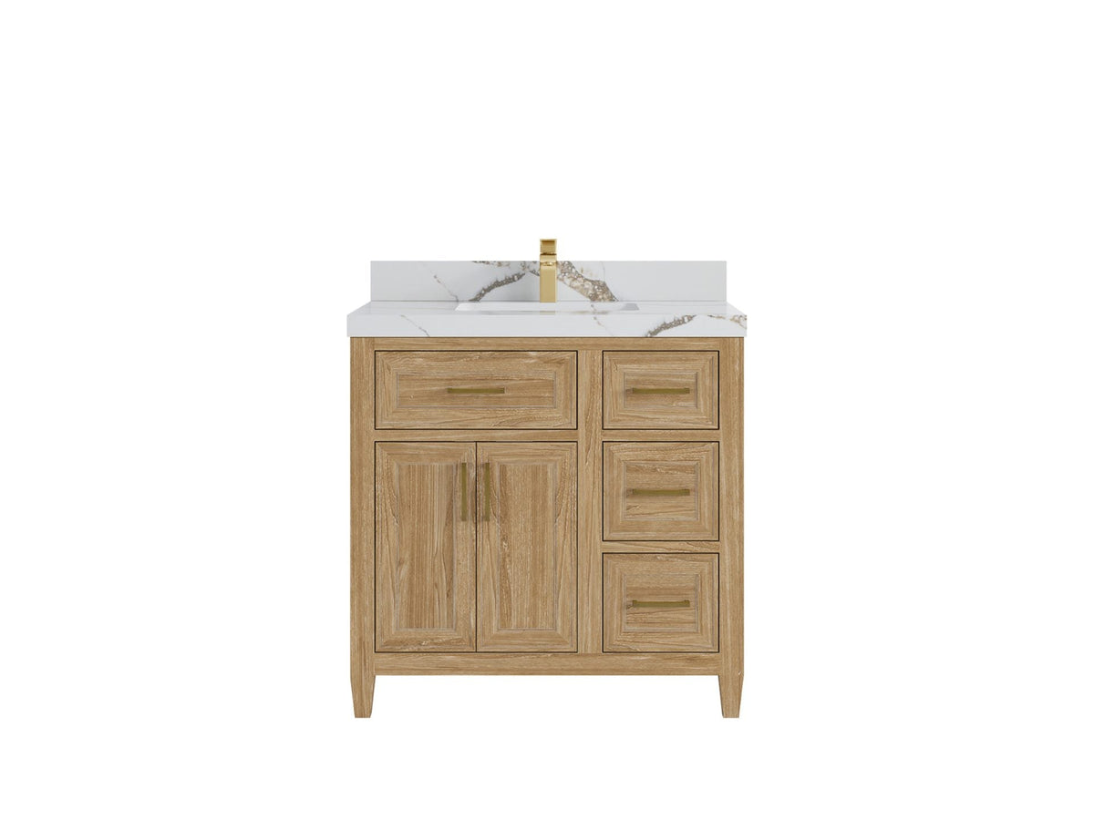 Santa Monica Teak Wood 36 in. W x 22 in. D Single Sink Bathroom Vanity