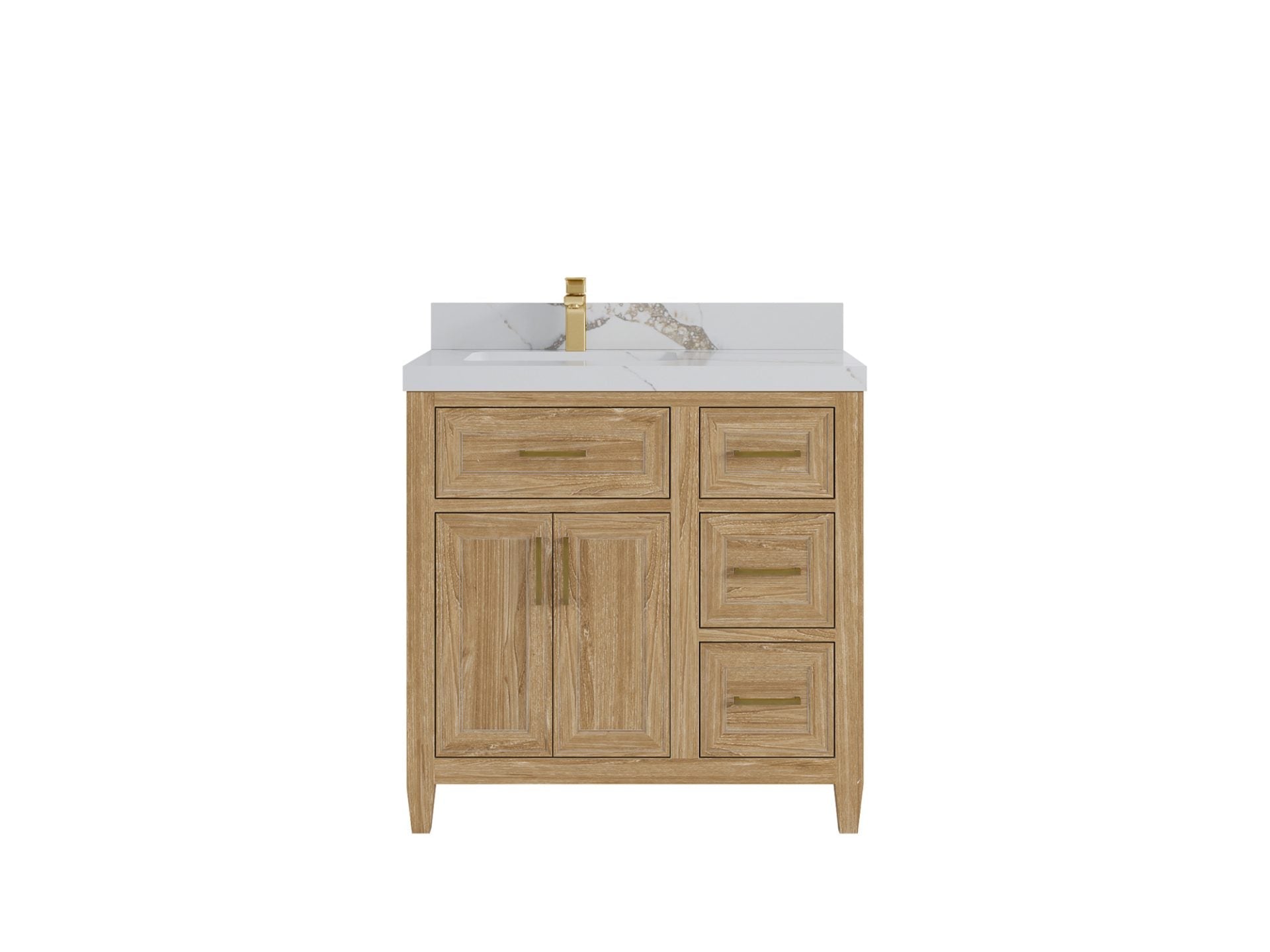 Santa Monica Teak Wood 36 in. W x 22 in. D Left Offset Sink Bathroom Vanity
