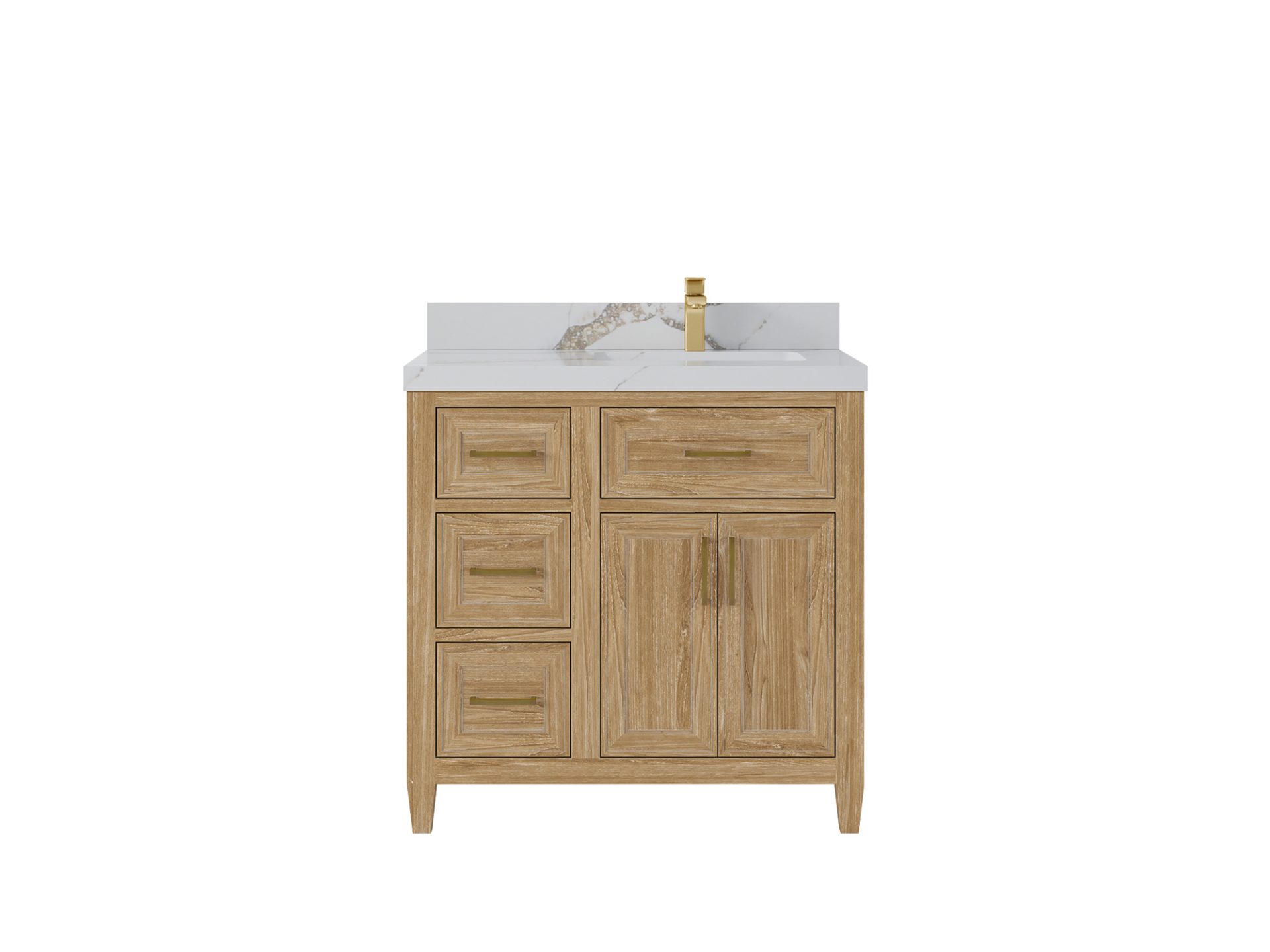 Santa Monica Teak Wood 36 in. W x 22 in. D Right Offset Sink Bathroom Vanity