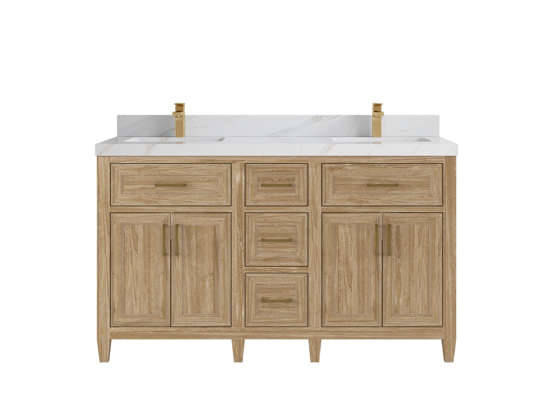 Santa Monica Teak Wood 60 in. W x 22 in. D Double Sink Bathroom Vanity