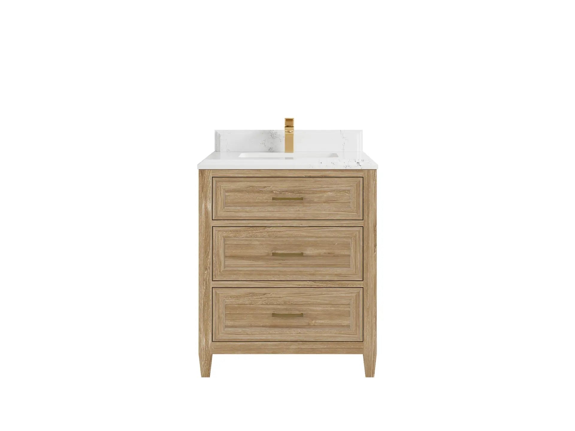 Santa Monica Teak 30 in. W x 22 in. D Single Sink Bathroom Vanity in Whitewashed with 1.5 in Double Cove Edge Empira Quartz Countertop
