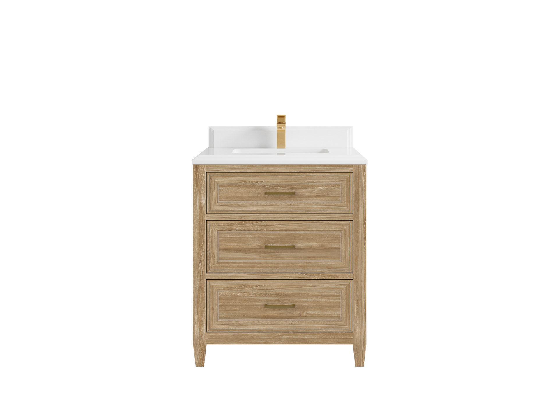 Santa Monica Teak 30 in. W x 22 in. D Single Sink Bathroom Vanity in Whitewashed with 1.5 in Double Cove Edge White Quartz Countertop