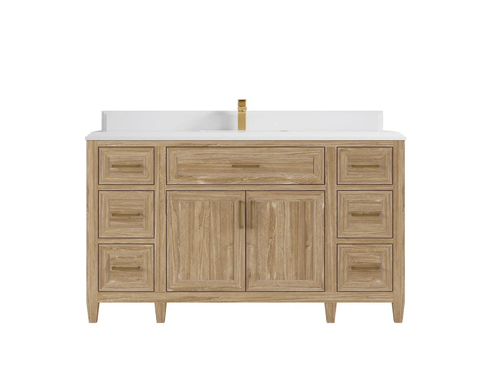Santa Monica Teak Wood 60 in. W x 22 in. D Single Sink Bathroom Vanity
